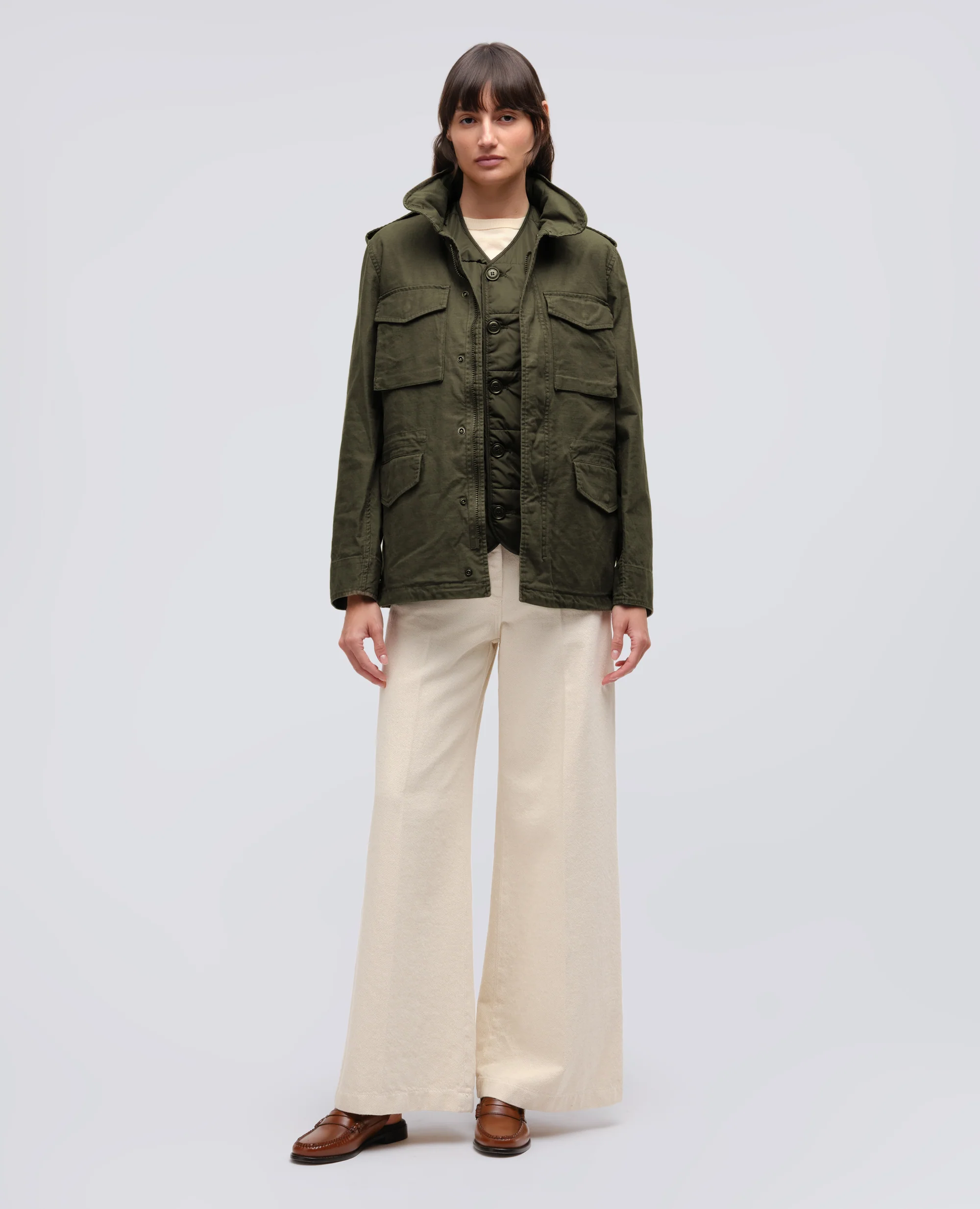 GIUBBOTTO MINI FIELD IN GABARDINE DI COTONE CON GILET INTERNO - MILITARE - Image 2