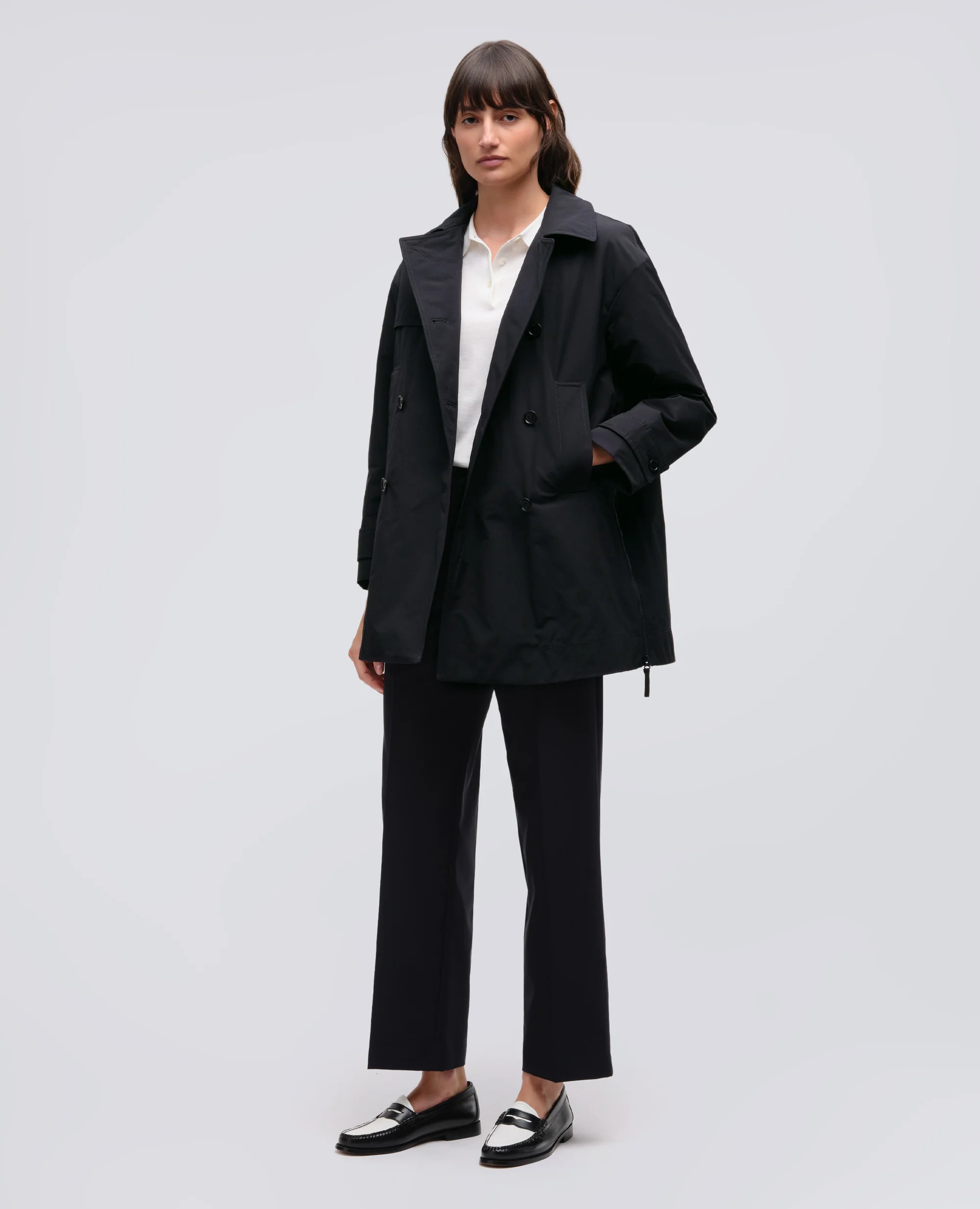 TRENCH CORTO SCARLETT IN MISTO COTONE - NAVY - Image 2