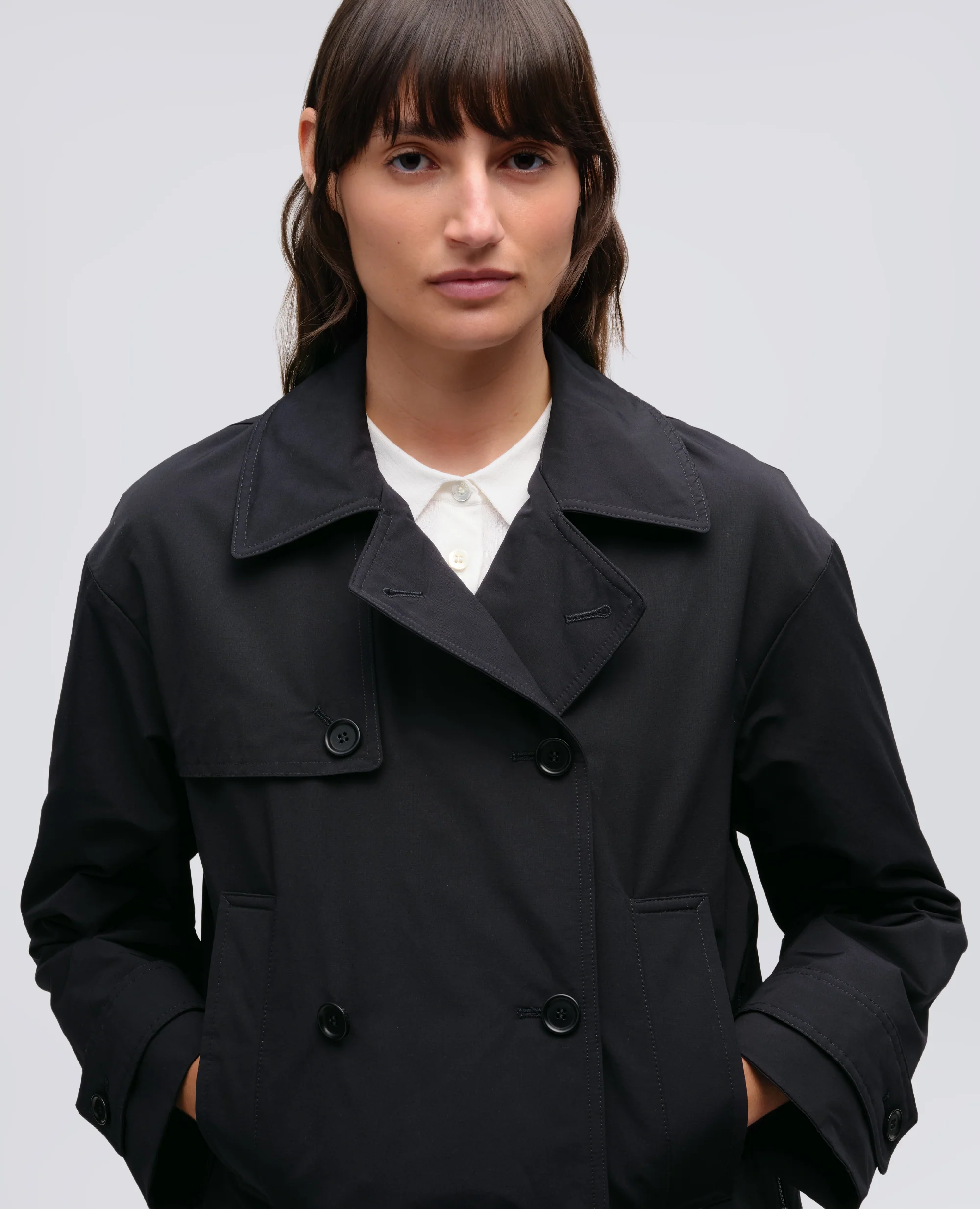 TRENCH CORTO SCARLETT IN MISTO COTONE - NAVY - Image 4