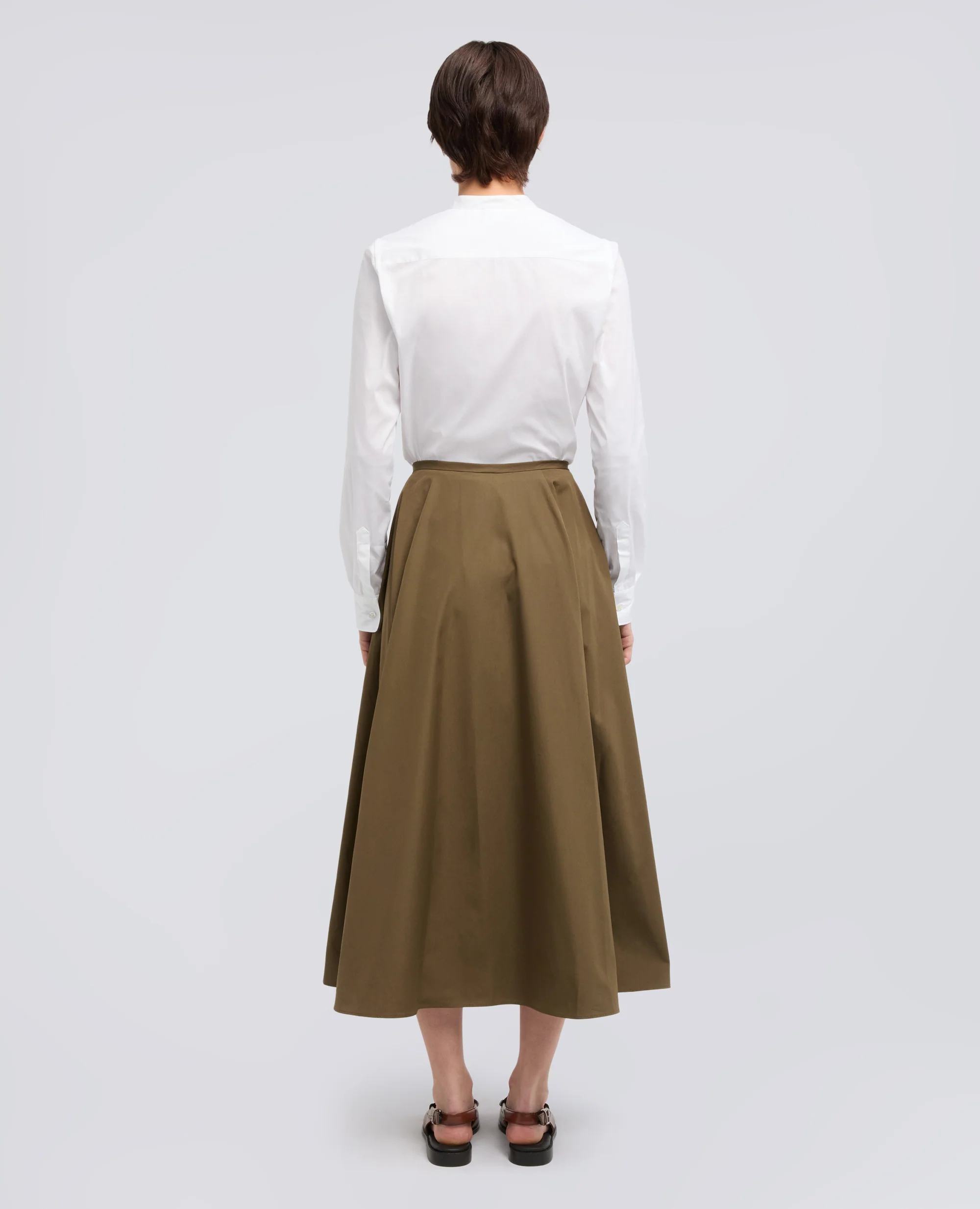 GONNA IN POPELINE COTONE - MILITARE - Image 3