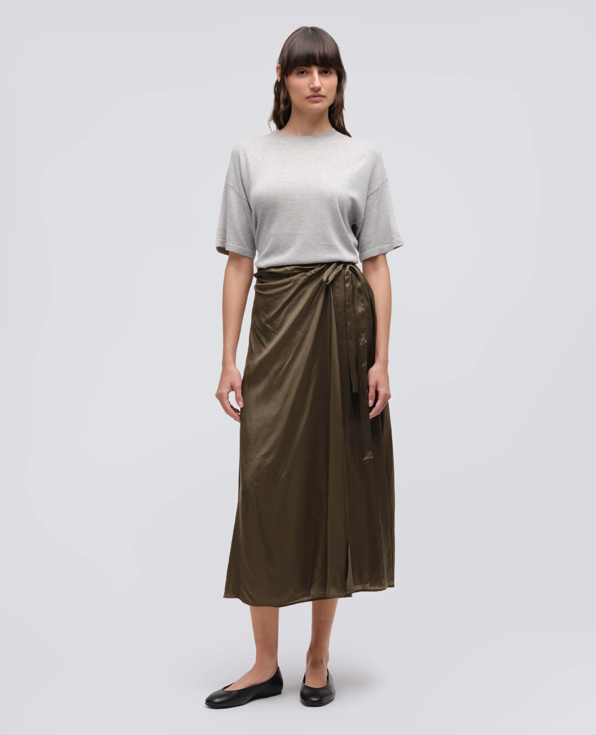 GONNA A PORTAFOGLIO IN TWILL DI VISCOSA - MILITARE - Image 2