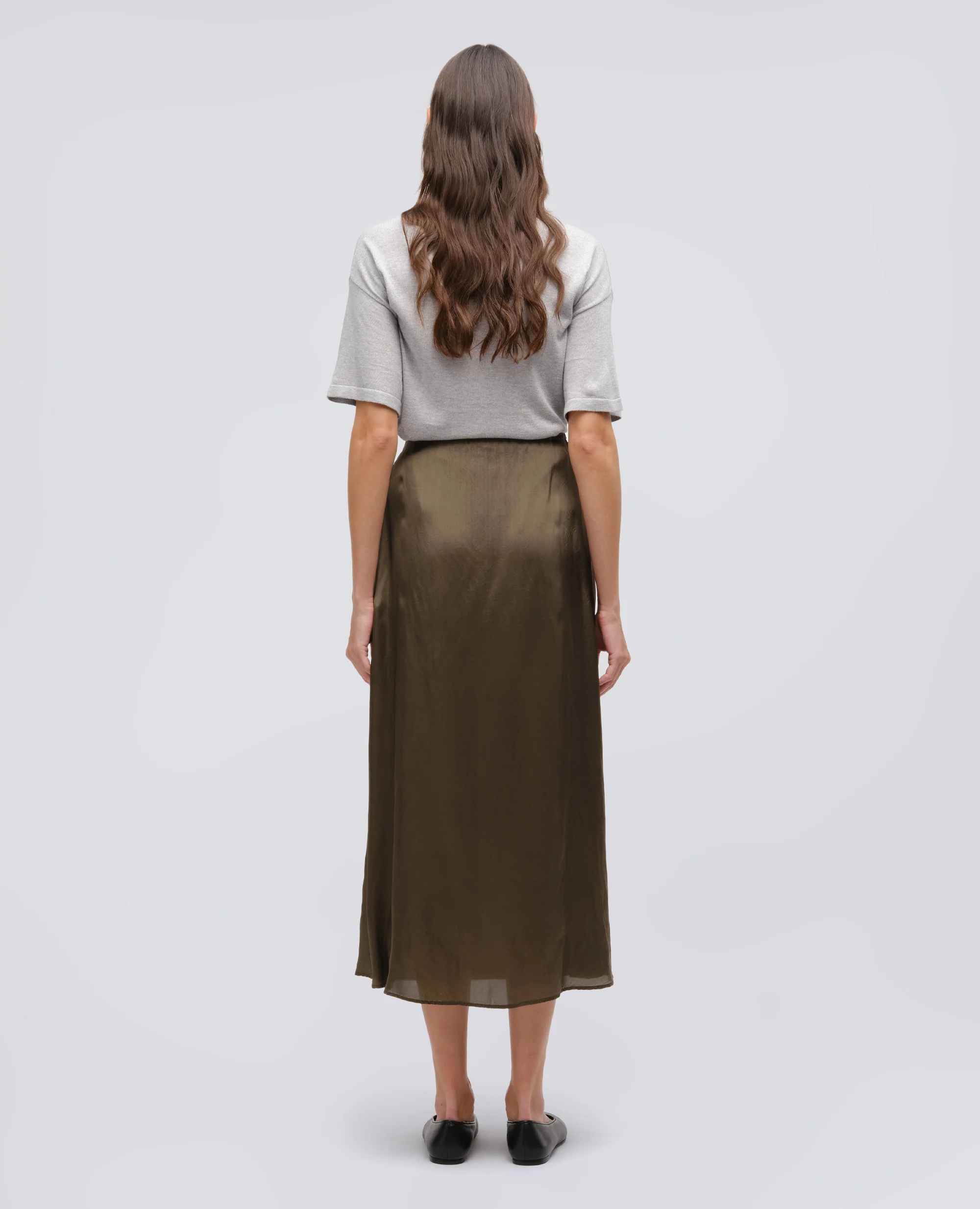 GONNA A PORTAFOGLIO IN TWILL DI VISCOSA - MILITARE - Image 3