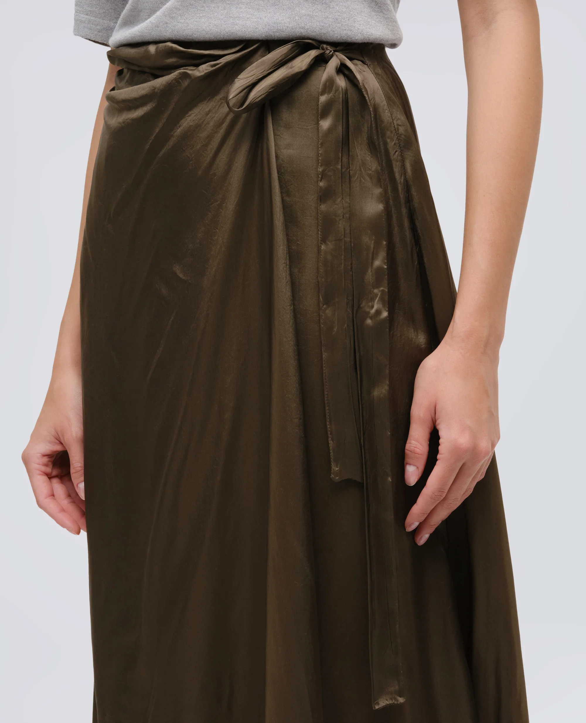 GONNA A PORTAFOGLIO IN TWILL DI VISCOSA - MILITARE - Image 4