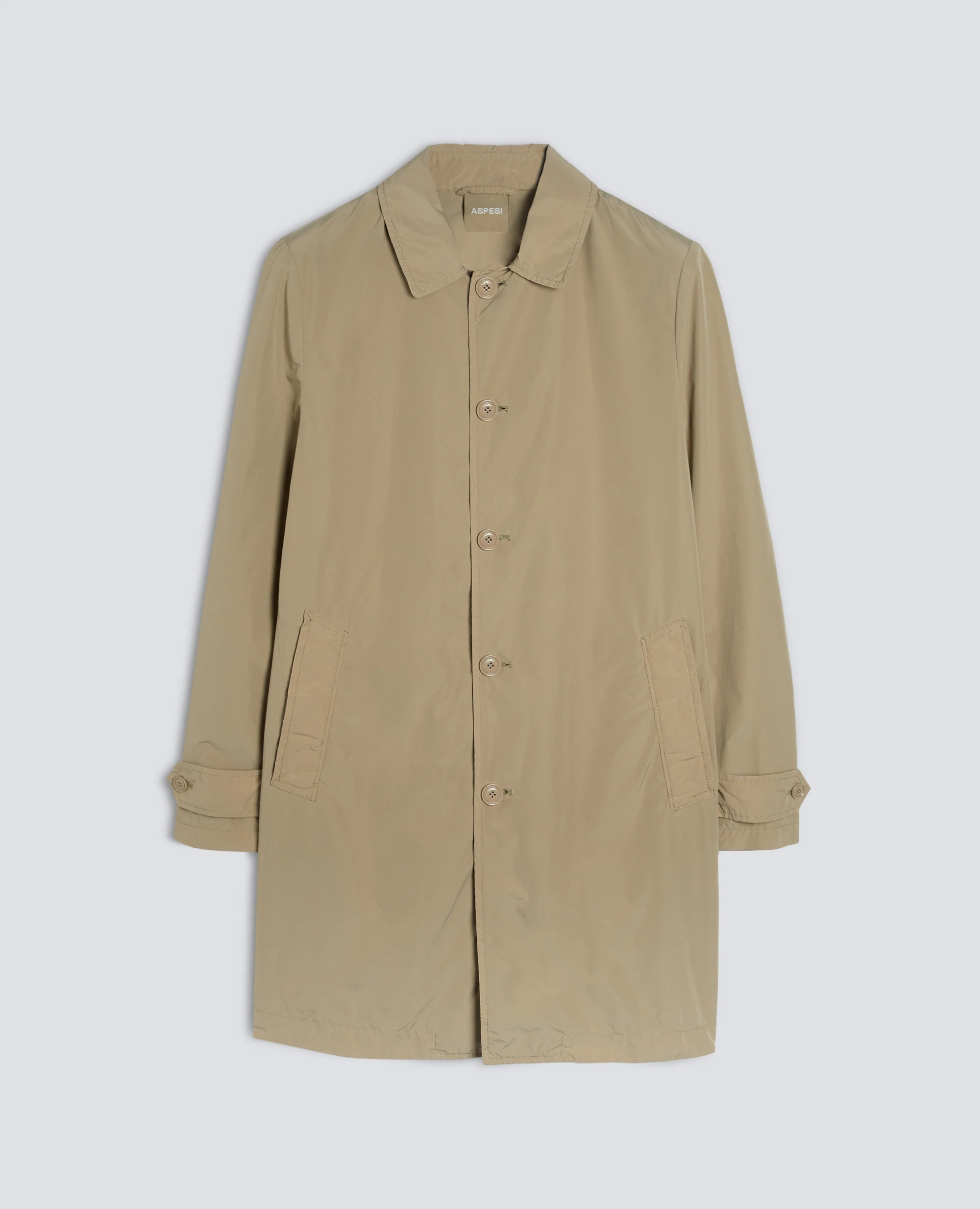 IMPERMEABILE IN POLIESTERE E NYLON COMPATTO - BEIGE