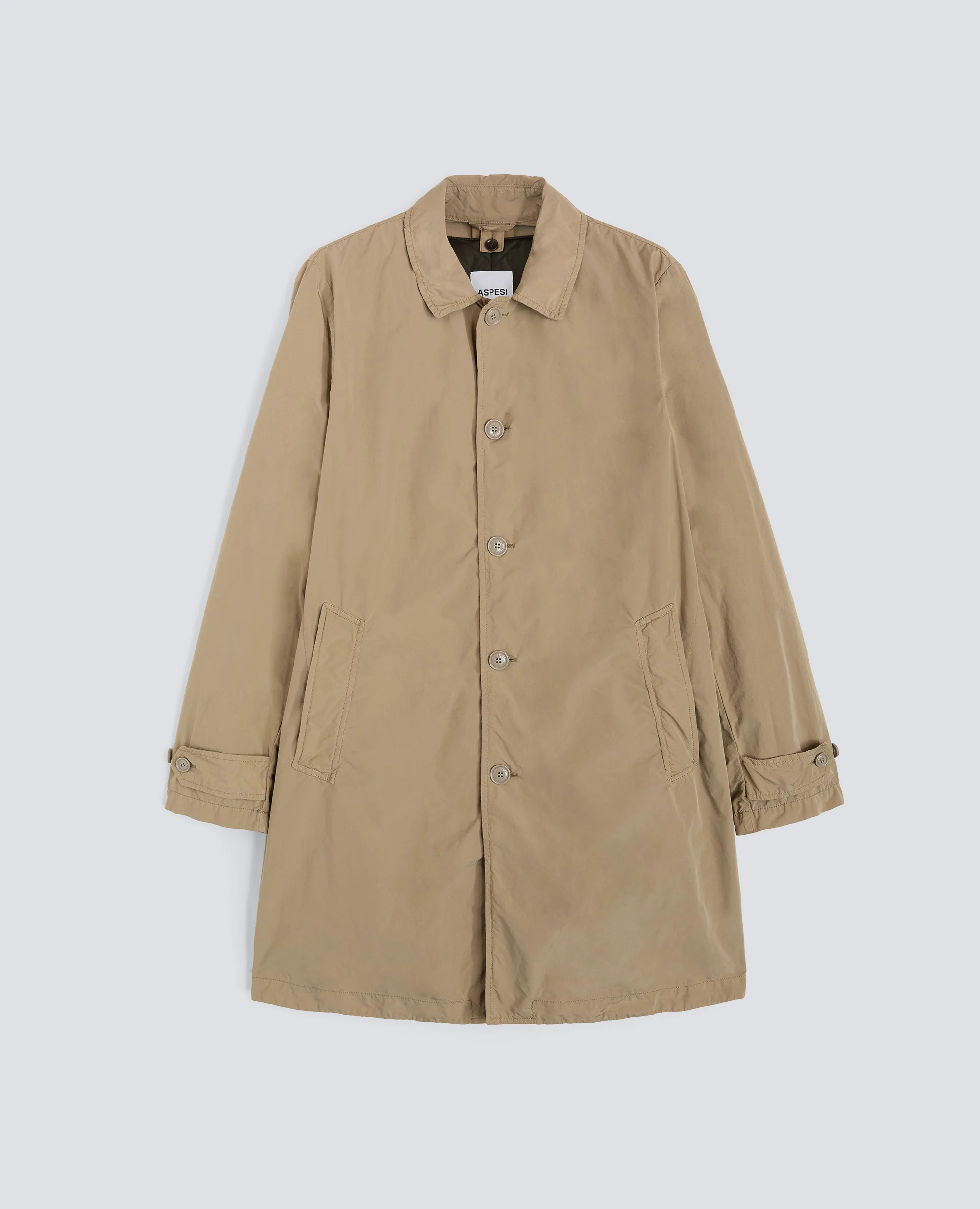 IMPERMEABILE IN POLIESTERE E NYLON COMPATTO - BEIGE