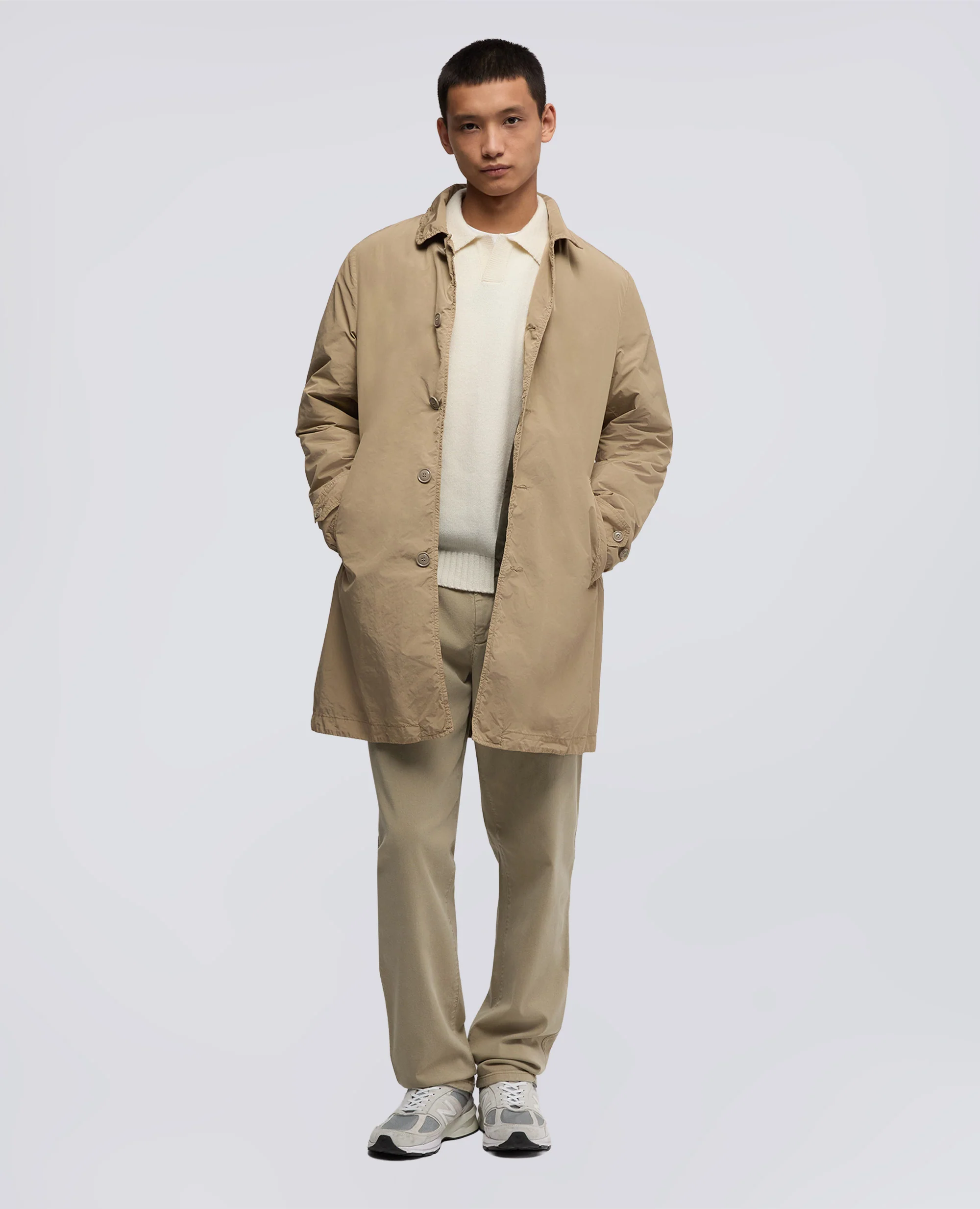 IMPERMEABILE IN POLIESTERE E NYLON COMPATTO - BEIGE - Image 2