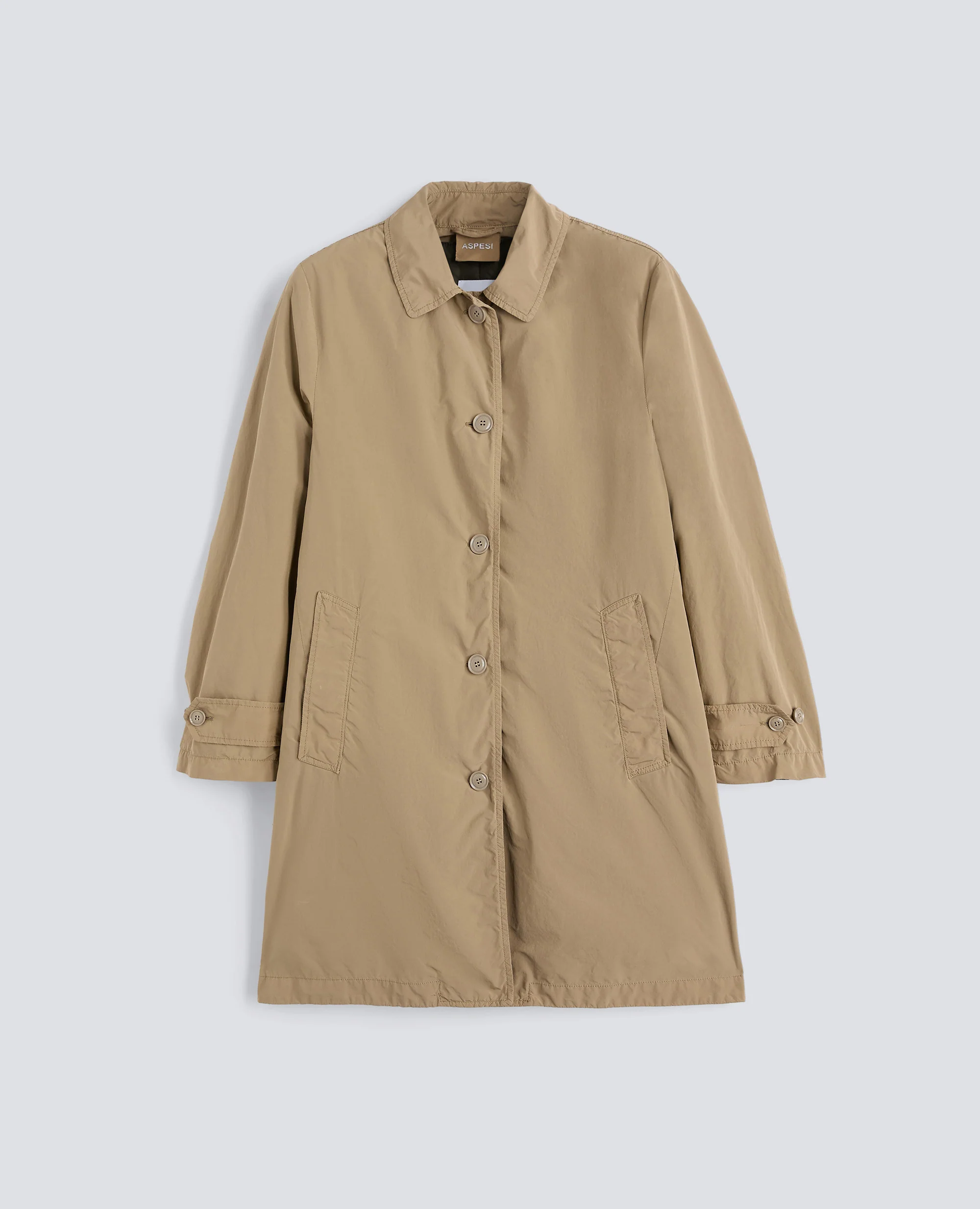 IMPERMEABILE IN POLIESTERE E NYLON COMPATTO - BEIGE