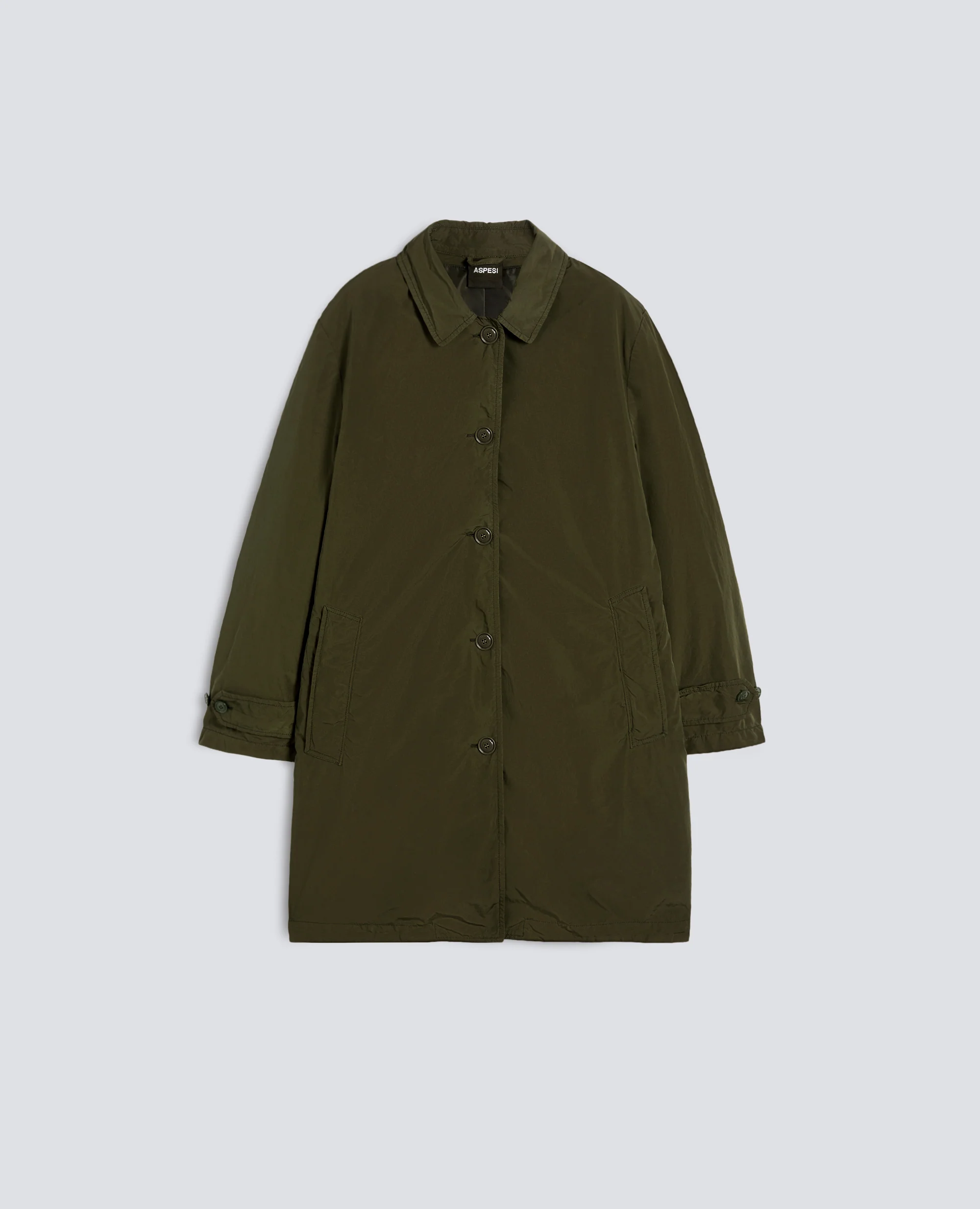 IMPERMEABILE IN POLIESTERE E NYLON COMPATTO - MILITARE