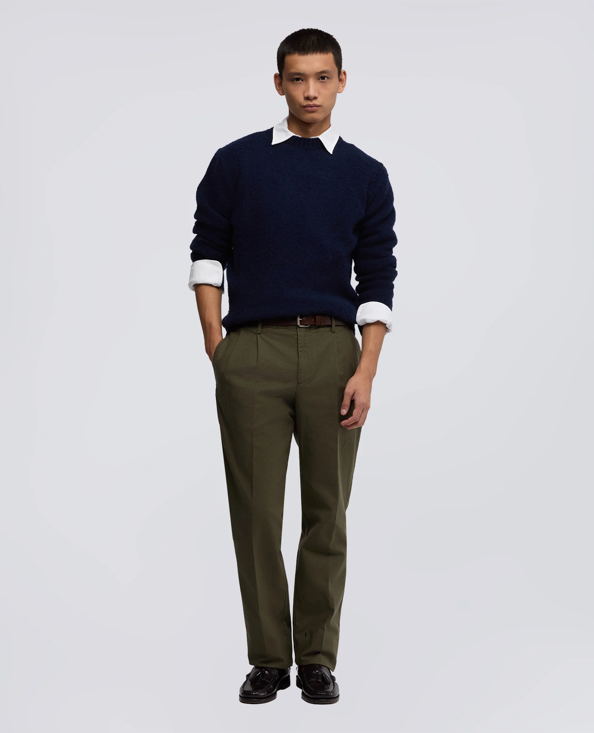 MAGLIA GIROCOLLO IN LANA SHETLAND - NAVY - Image 2