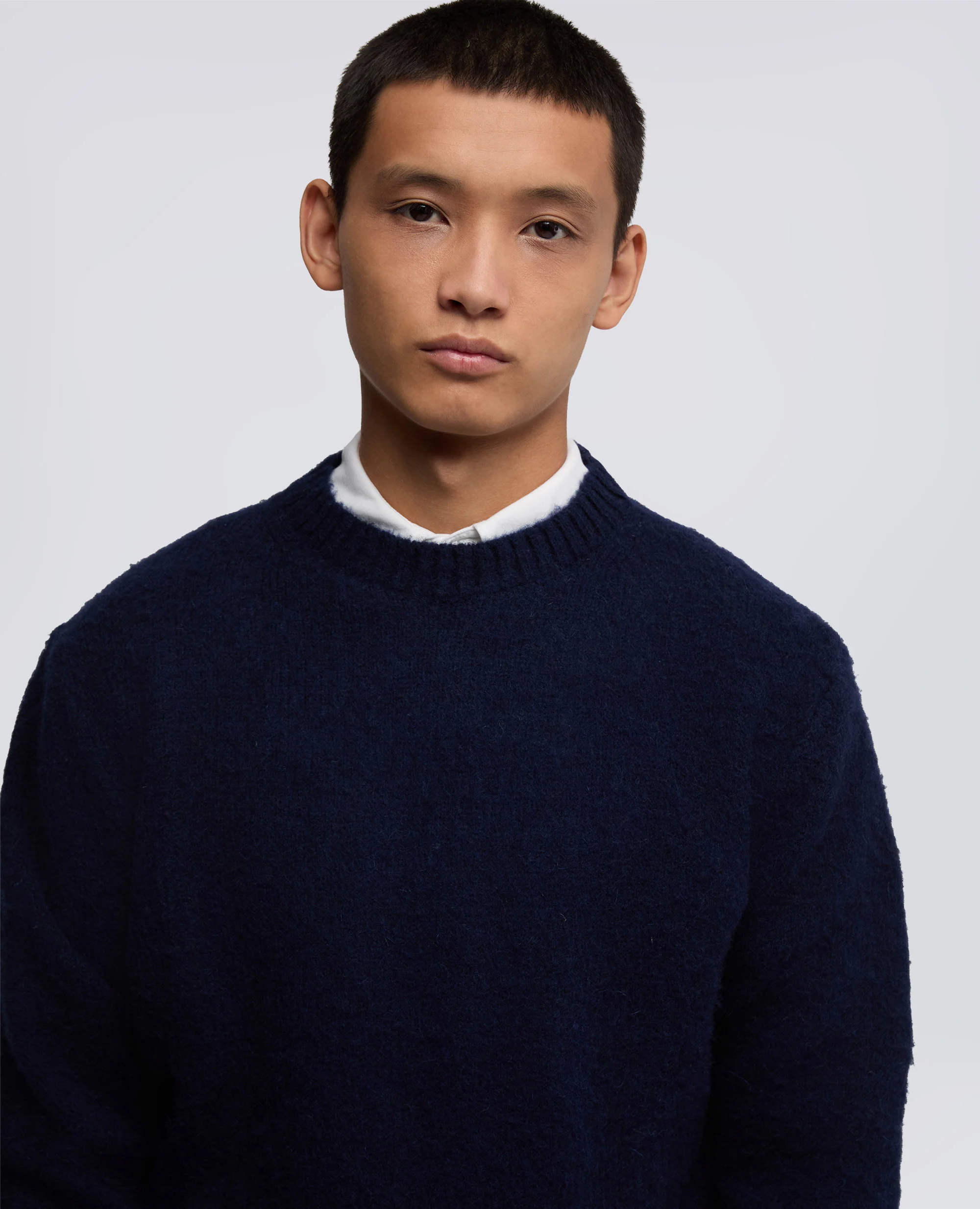 MAGLIA GIROCOLLO IN LANA SHETLAND - NAVY - Image 4