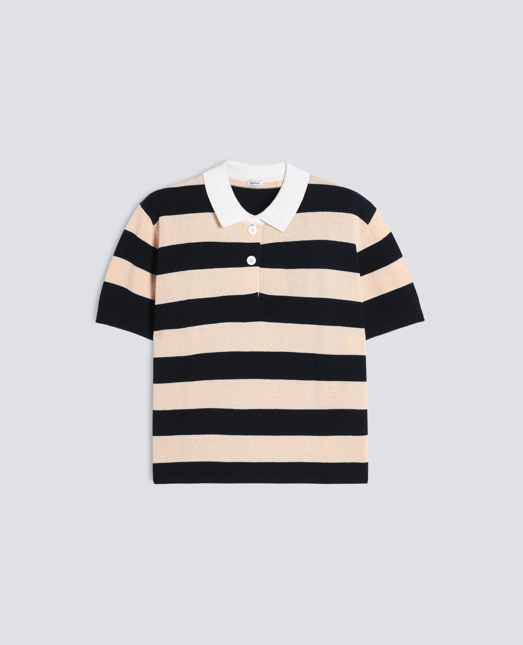 POLO IN COTONE A MANICHE CORTE - CORDA/BLU