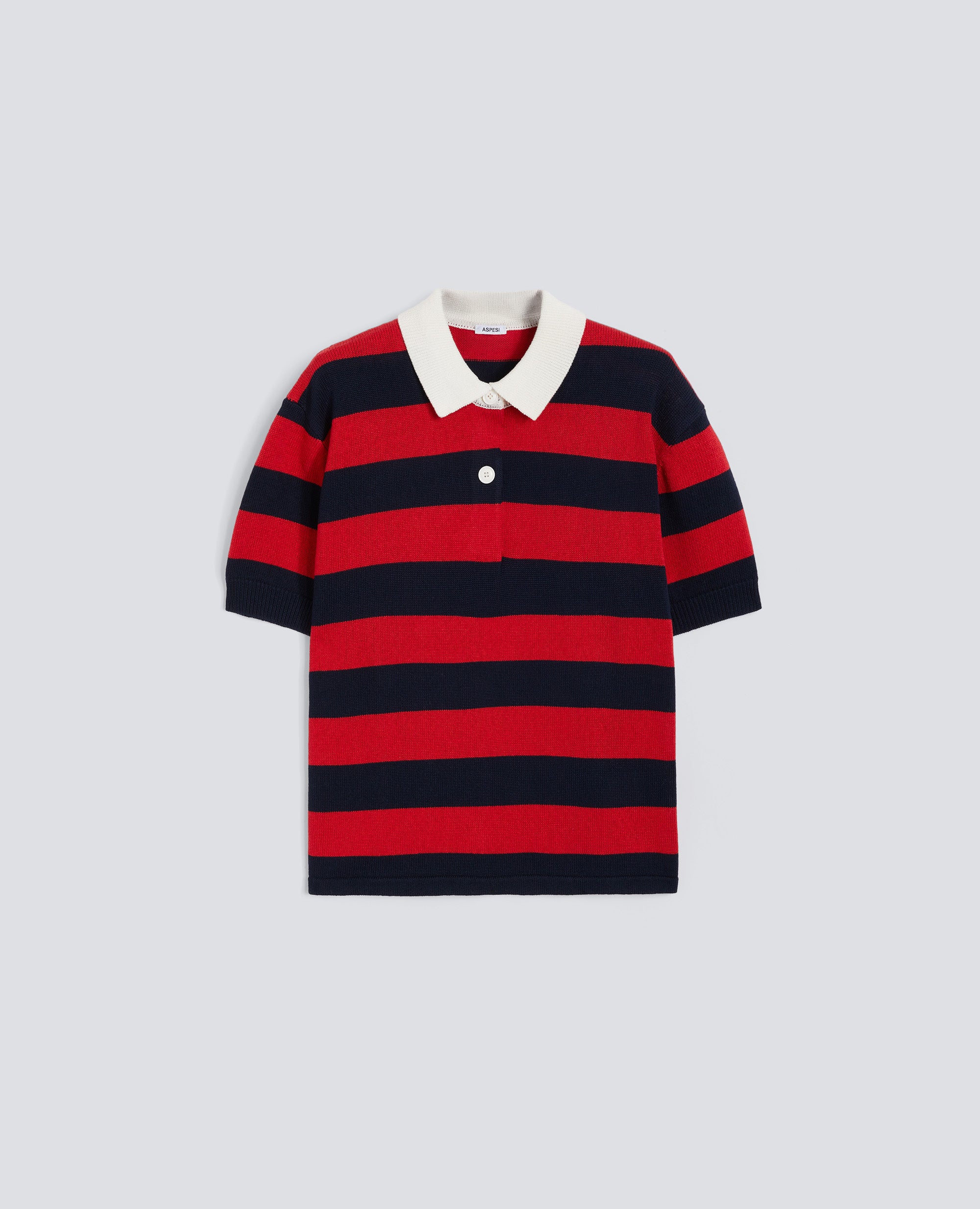 POLO IN COTONE A MANICHE CORTE - ROSSO/BLU