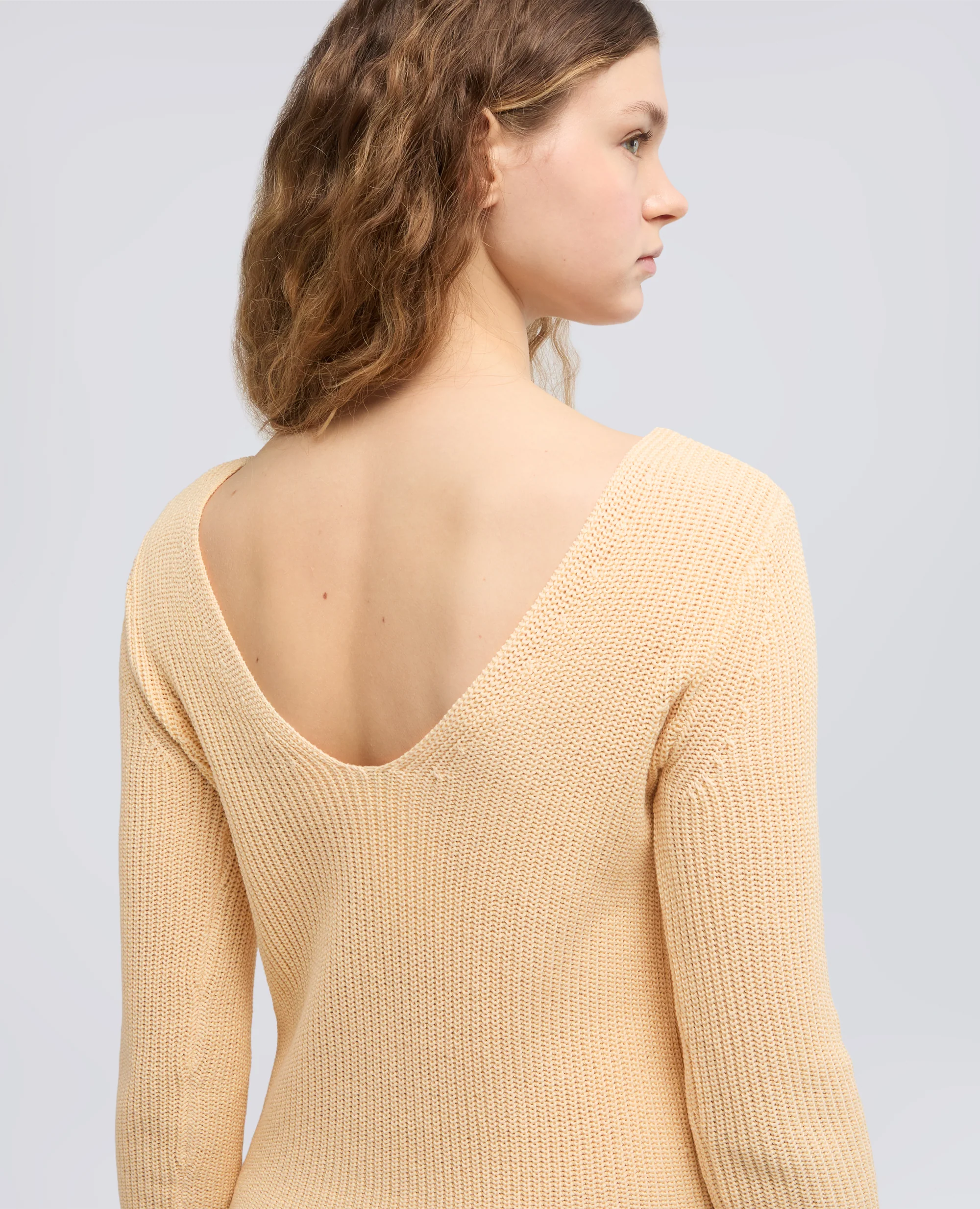 MAGLIA A MANICHE LUNGHE IN FILATO DI COTONE - NATURALE - Image 4