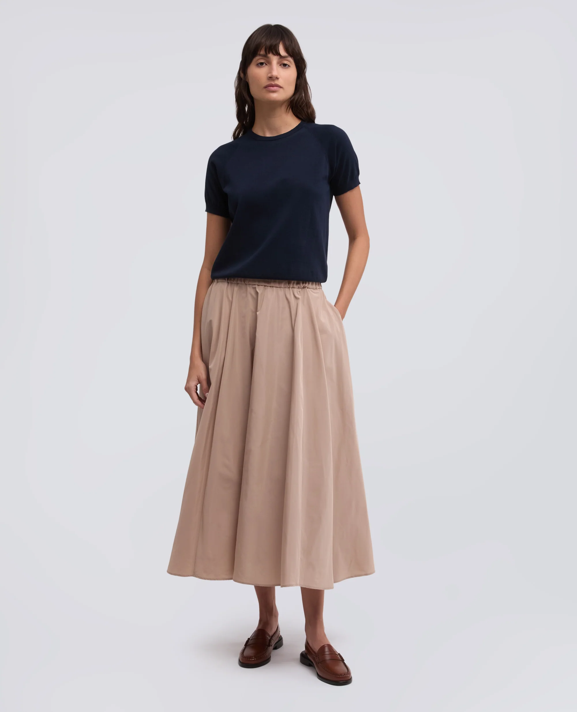T-SHIRT GIROCOLLO IN FILATO DI PURO COTONE - NAVY - Image 2