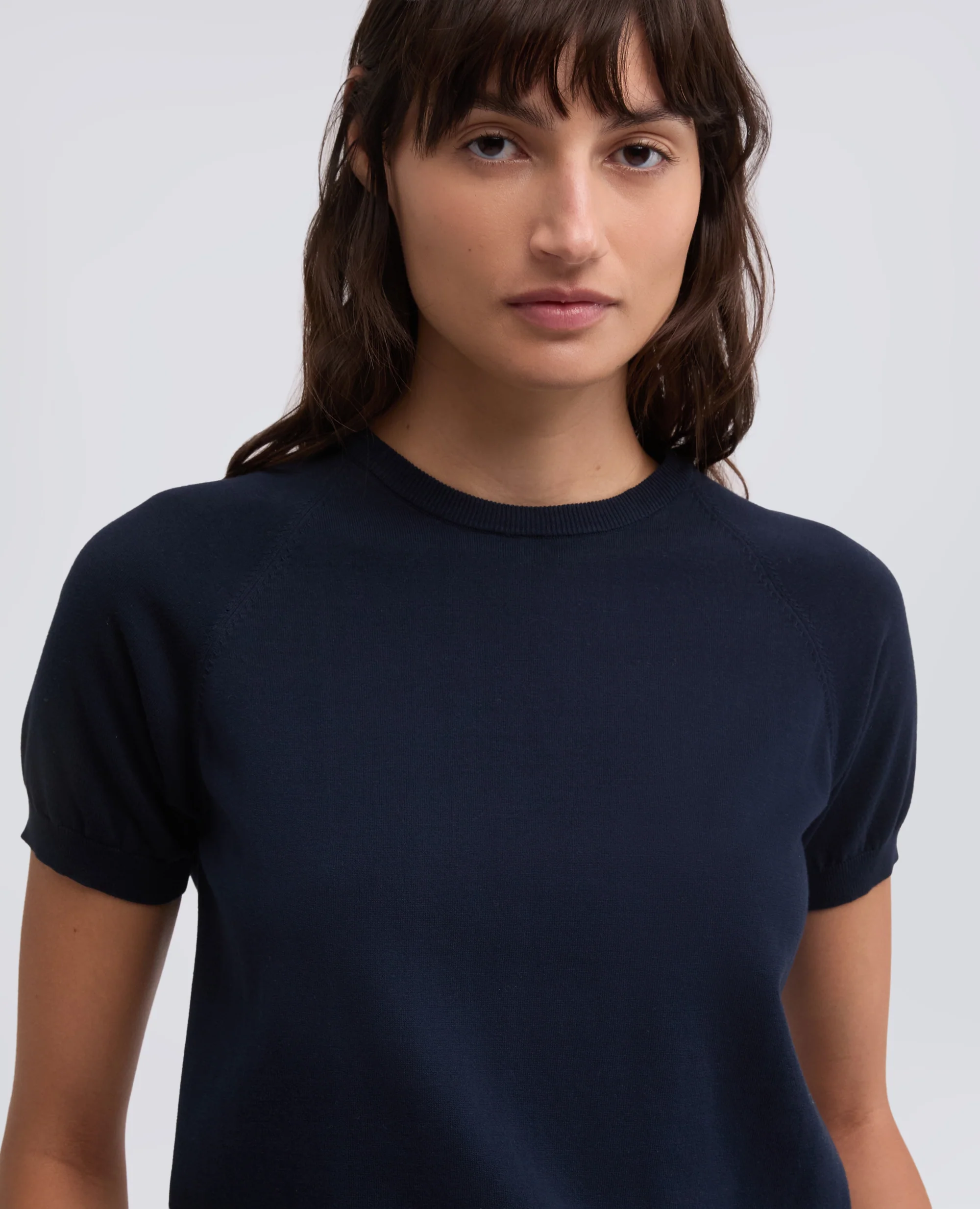 T-SHIRT GIROCOLLO IN FILATO DI PURO COTONE - NAVY - Image 4