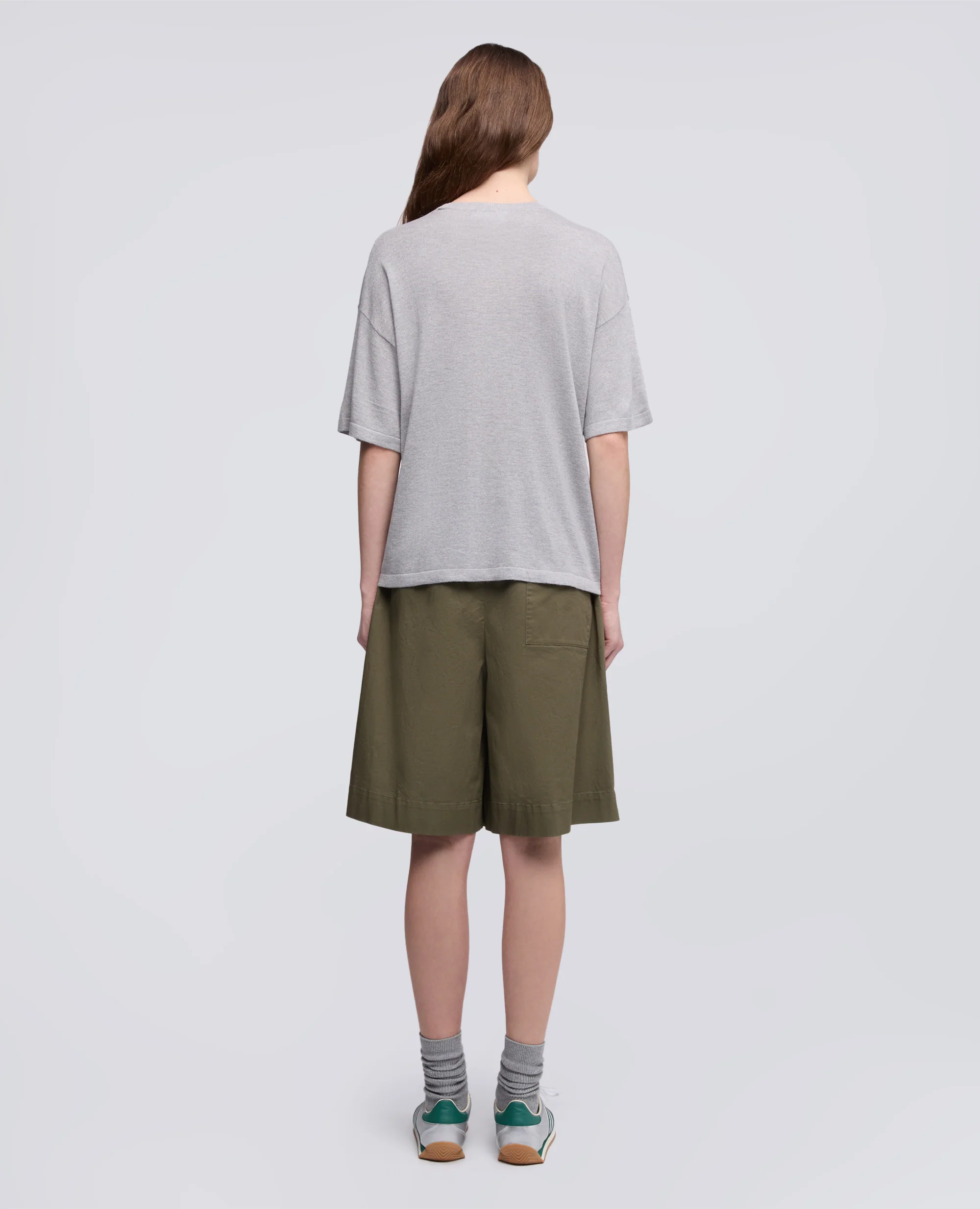 T-SHIRT DI MAGLIA IN MISTO SETA, COTONE E CASHMERE - GRIGIO - Image 3