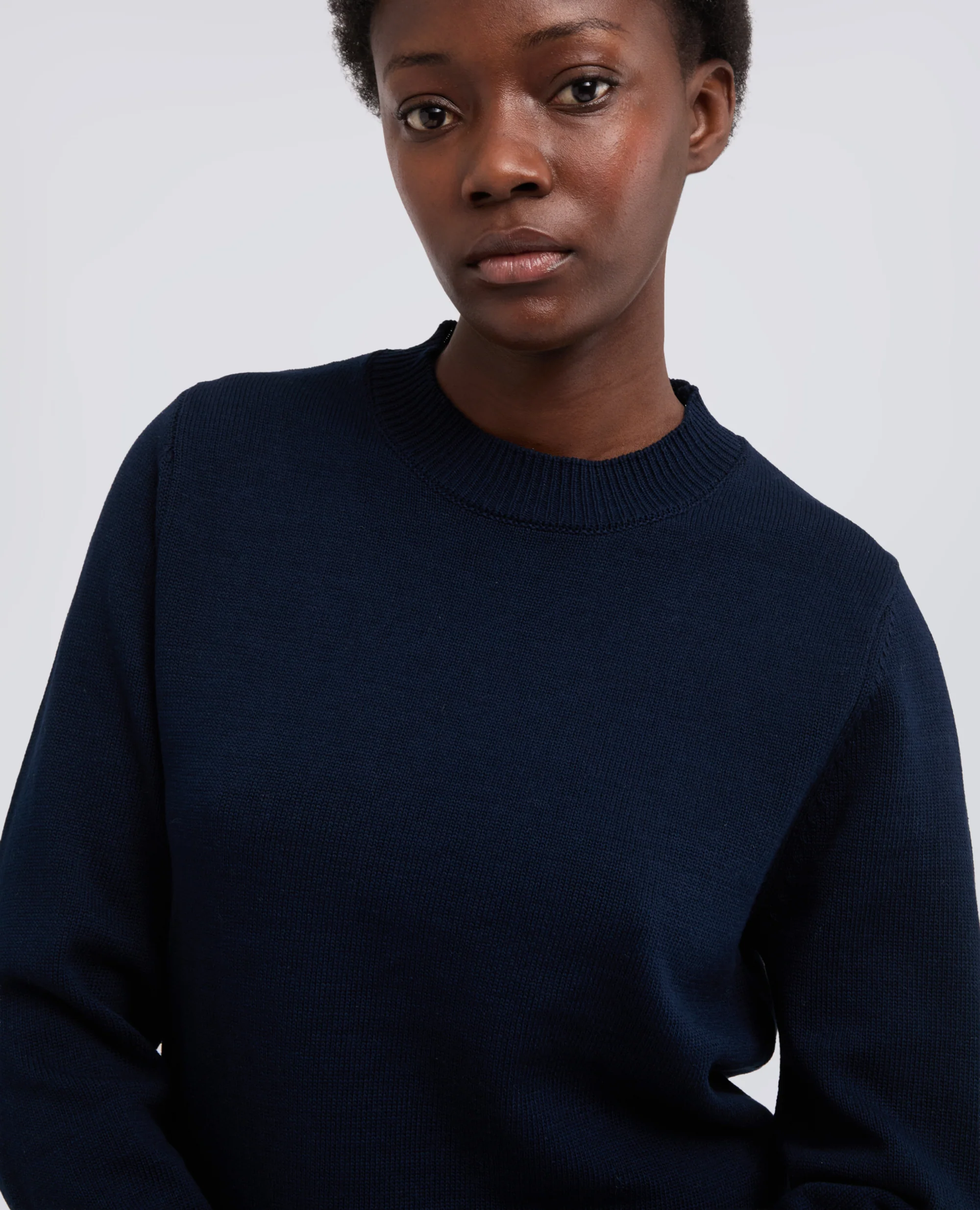 MAGLIA GIROCOLLO A MANICHE LUNGHE IN COTONE - NAVY - Image 4