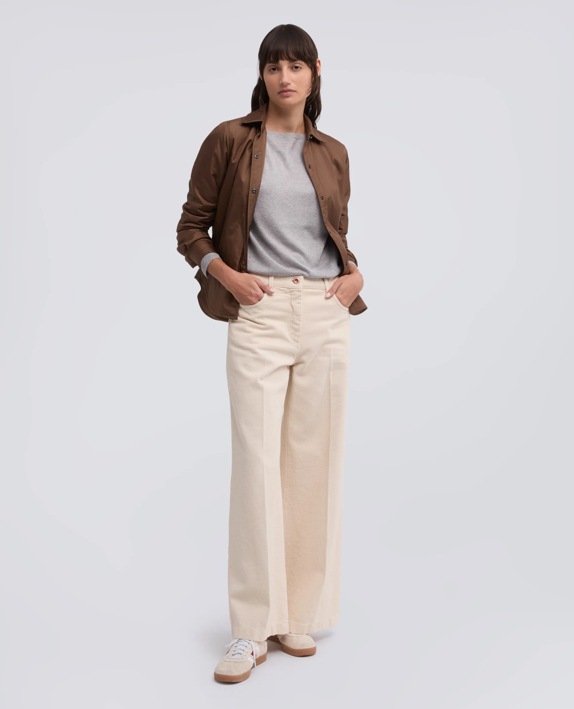 MAGLIA A MANICHE LUNGHE IN MISTO SETA, COTONE E CASHMERE - GRIGIO - Image 2