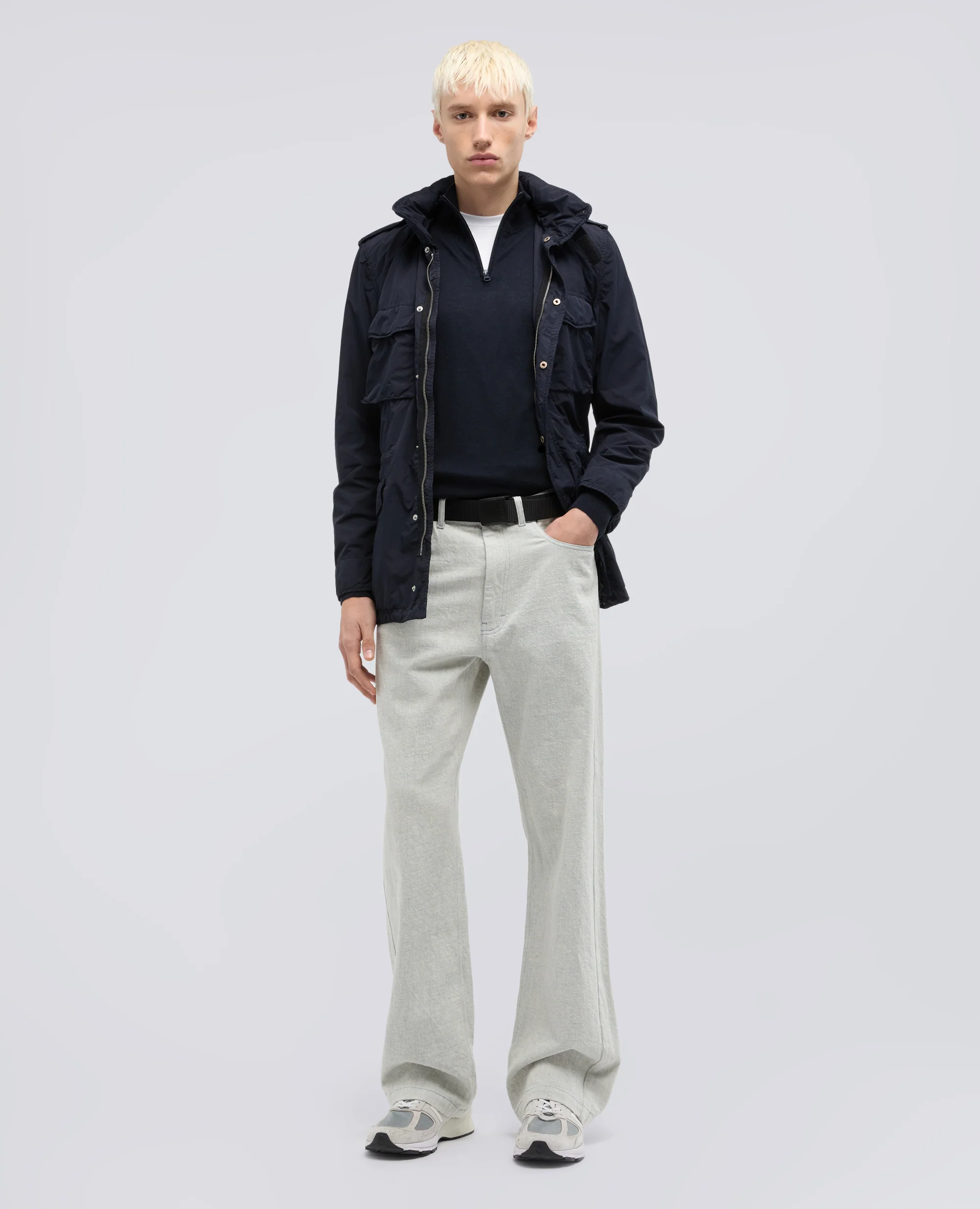 MAGLIA CON ZIP IN MISTO SETA, COTONE E CASHMERE - BLU BLACK - Image 2