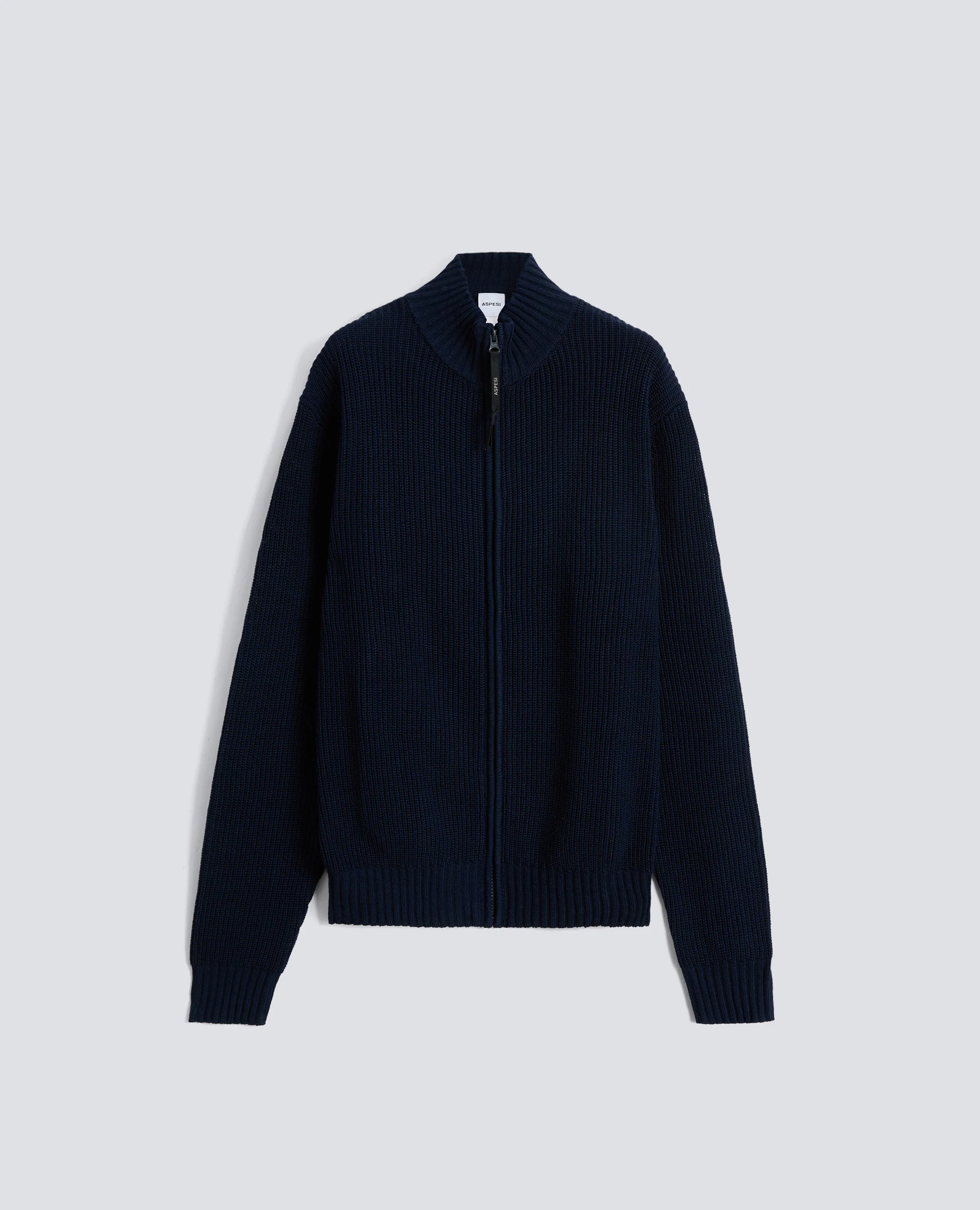 MAGLIA CON ZIP IN FILATO DI COTONE - NAVY