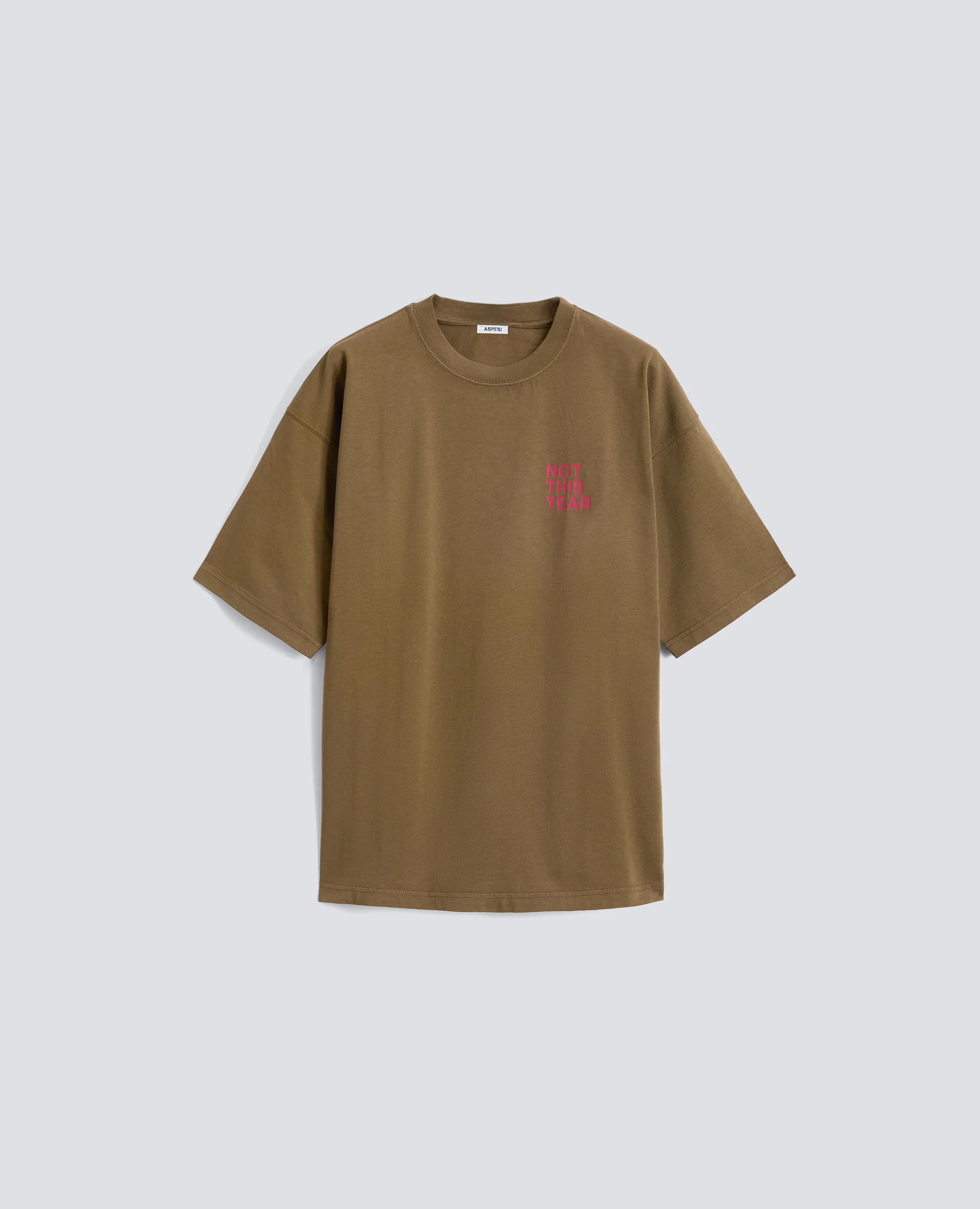 T-SHIRT IN JERSEY DI COTONE ORGANICO CON STAMPA "NOT THIS YEAR" - MILITAR+SCRITTA ROSS