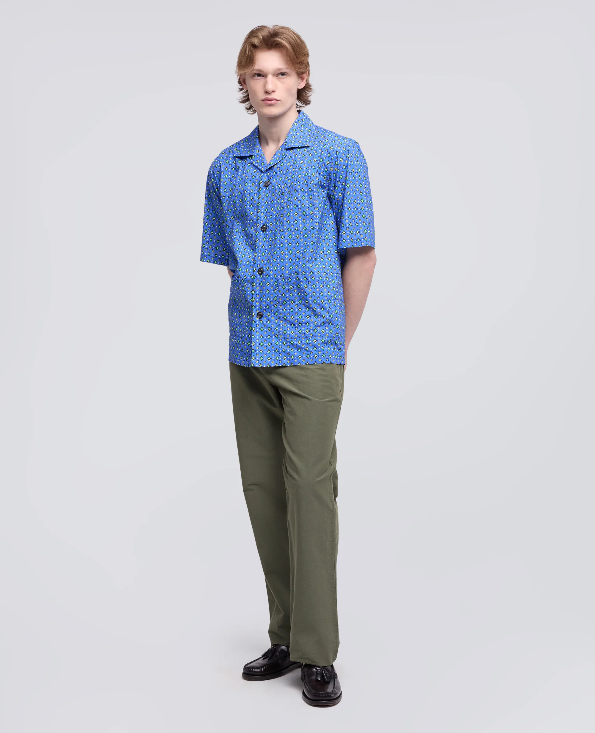 PANTALONE IN COTONE - LINO FIAMMATO - VERDE - Image 2