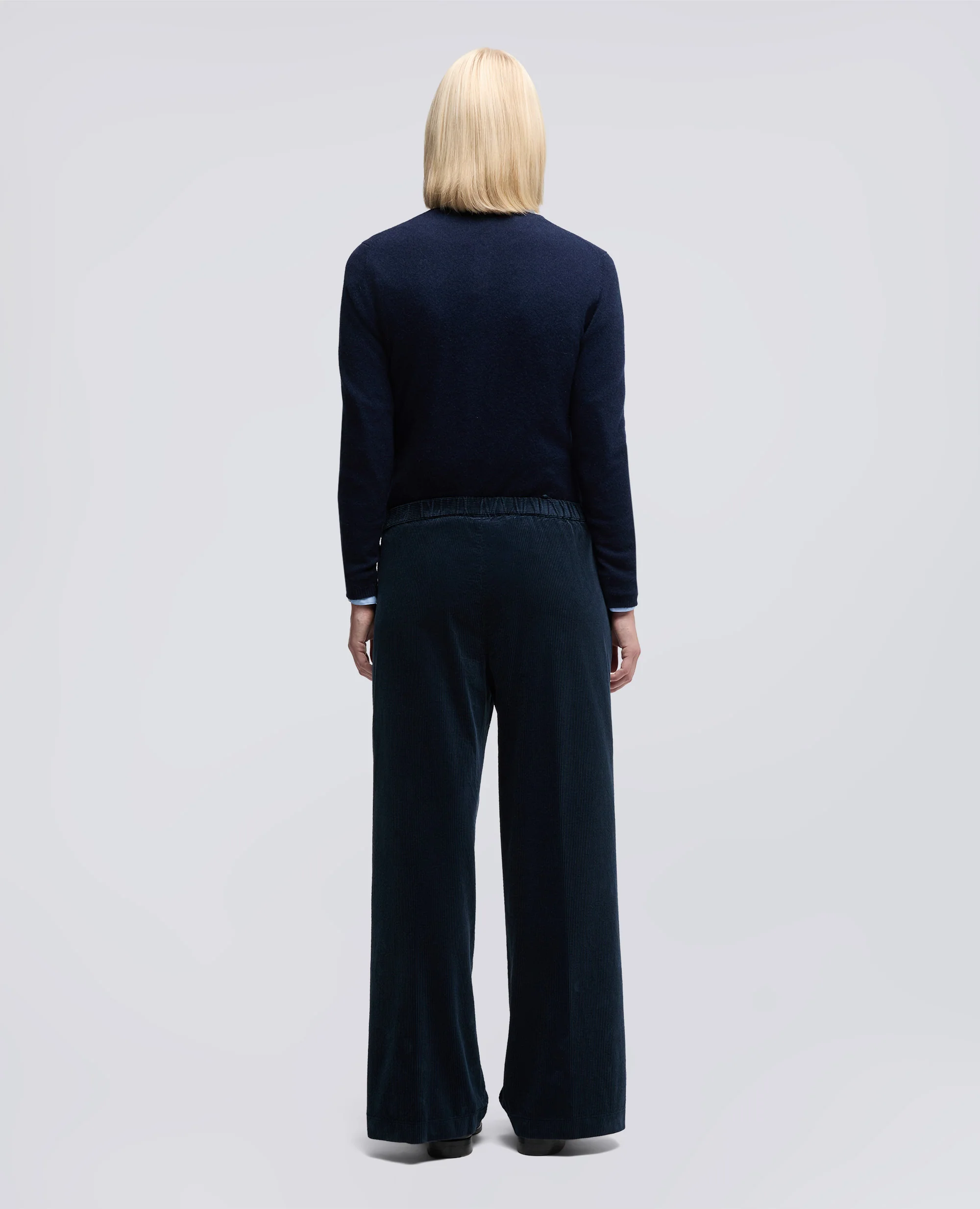 PANTALONE AMPIO IN VELLUTO A COSTE - NAVY - Image 3