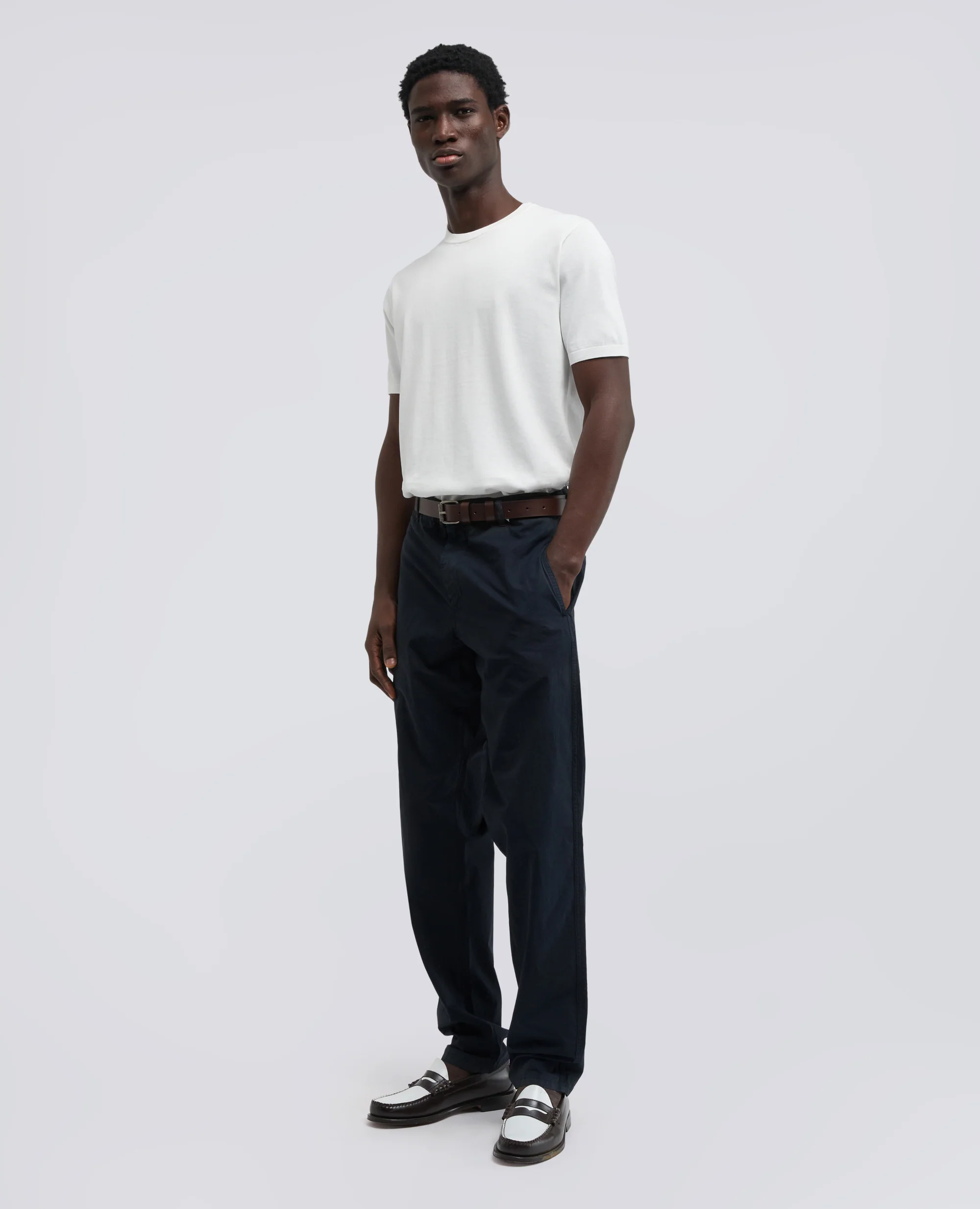PANTALONE CHINO IN GABARDINA DI COTONE - NAVY - Image 2