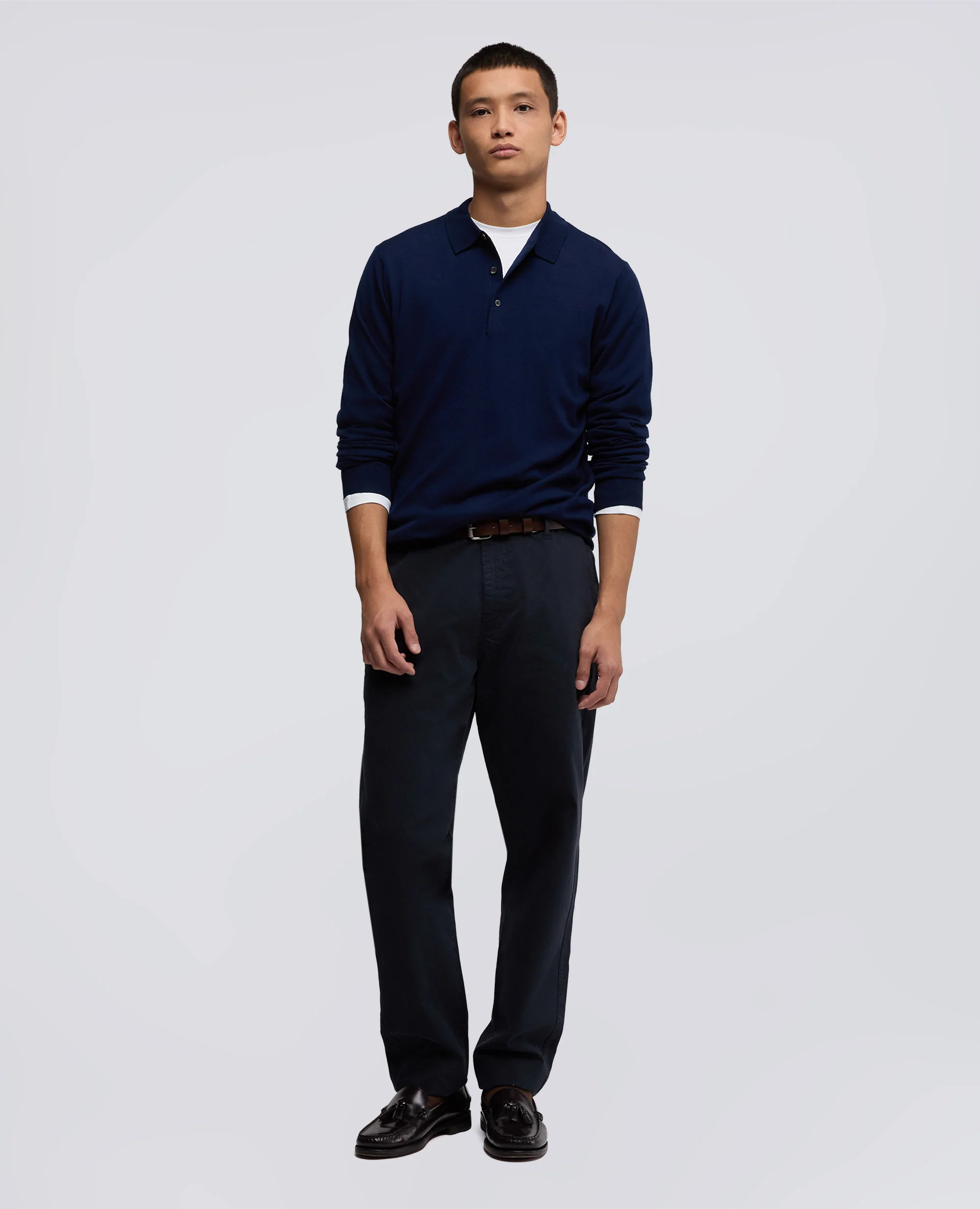 PANTALONE CHINO IN GABARDINA - NAVY - Image 2