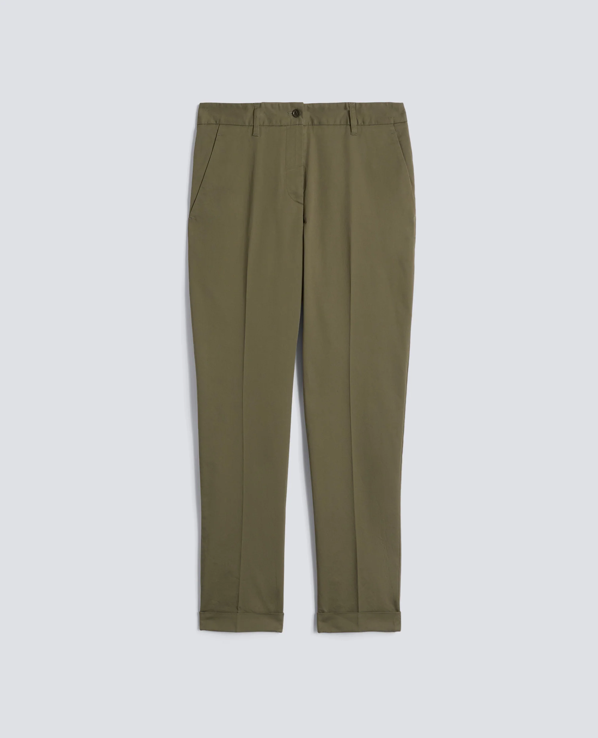 PANTALONE IN TWILL DI COTONE STRETCH - MILITARE
