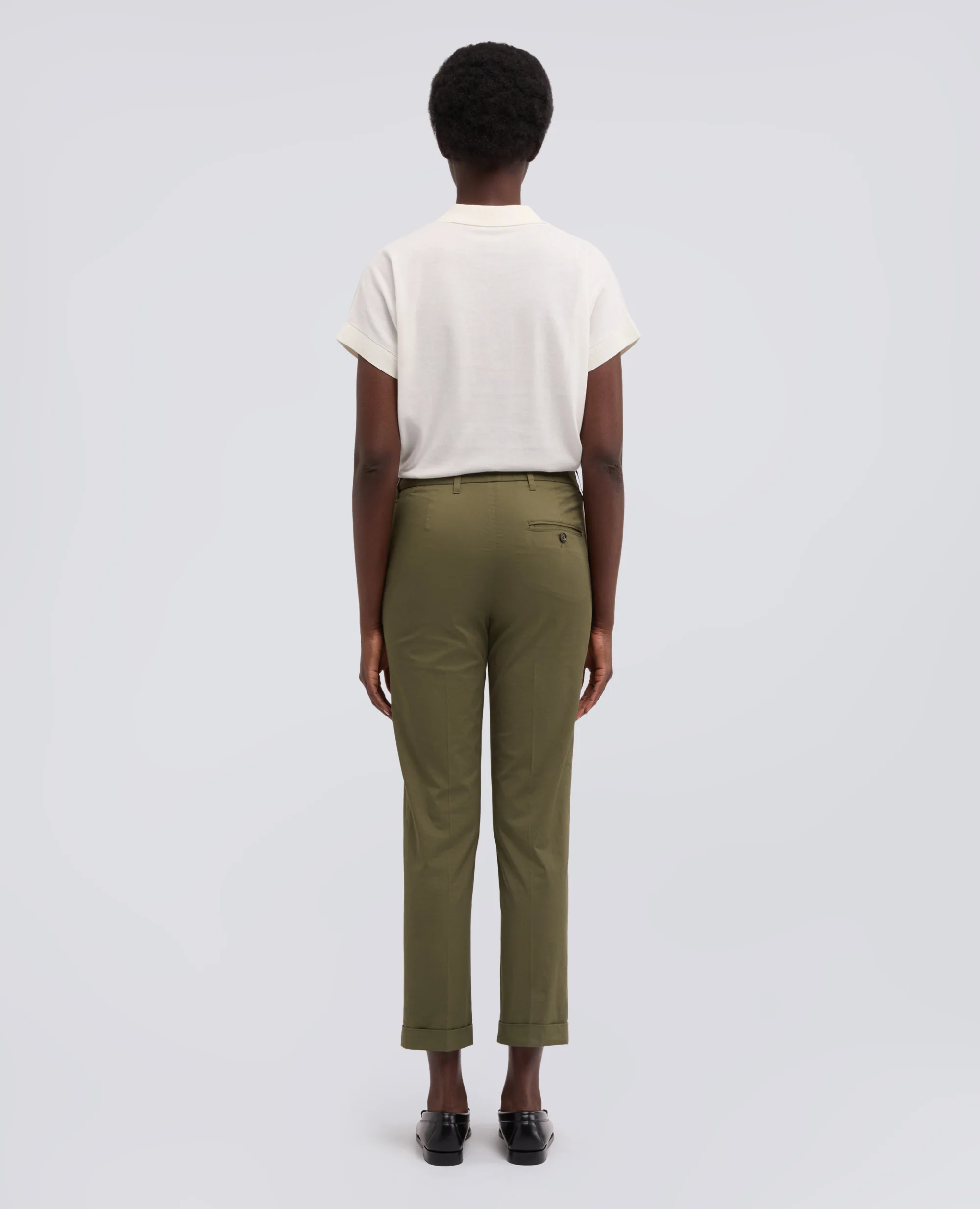 PANTALONE IN TWILL DI COTONE STRETCH - MILITARE - Image 3