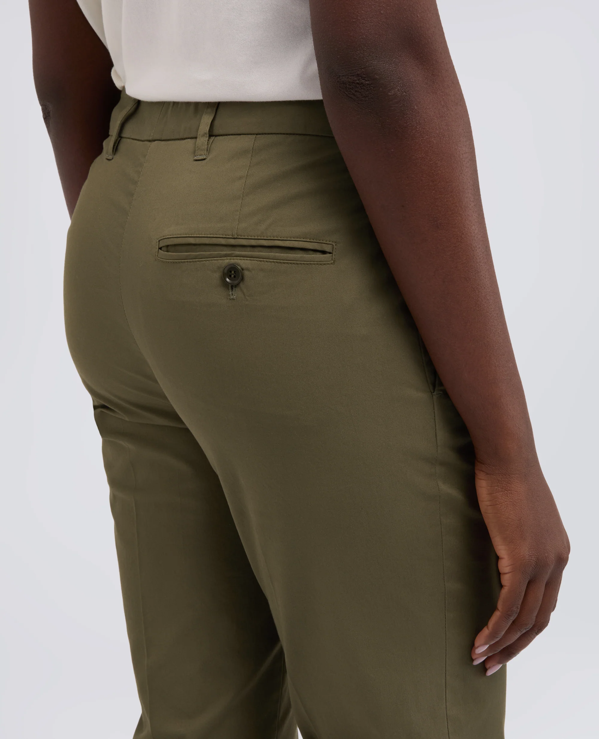 PANTALONE IN TWILL DI COTONE STRETCH - MILITARE - Image 4