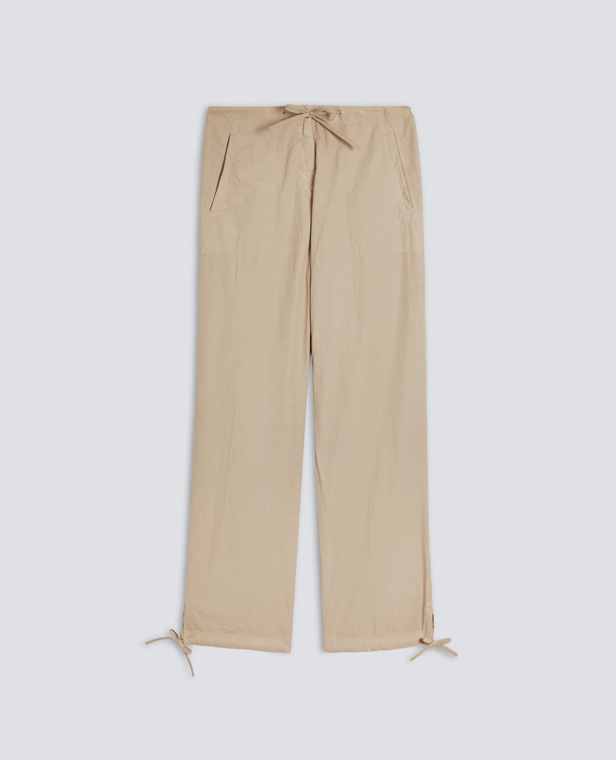 PANTALONE IN POPELINE  DI COTONE CON COULISSE - BEIGE