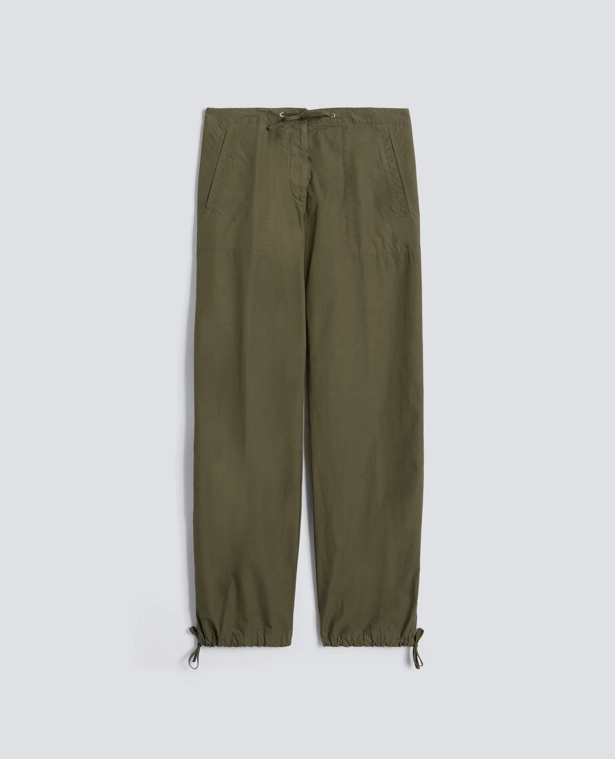 PANTALONE IN POPELINE  DI COTONE CON COULISSE - MILITARE