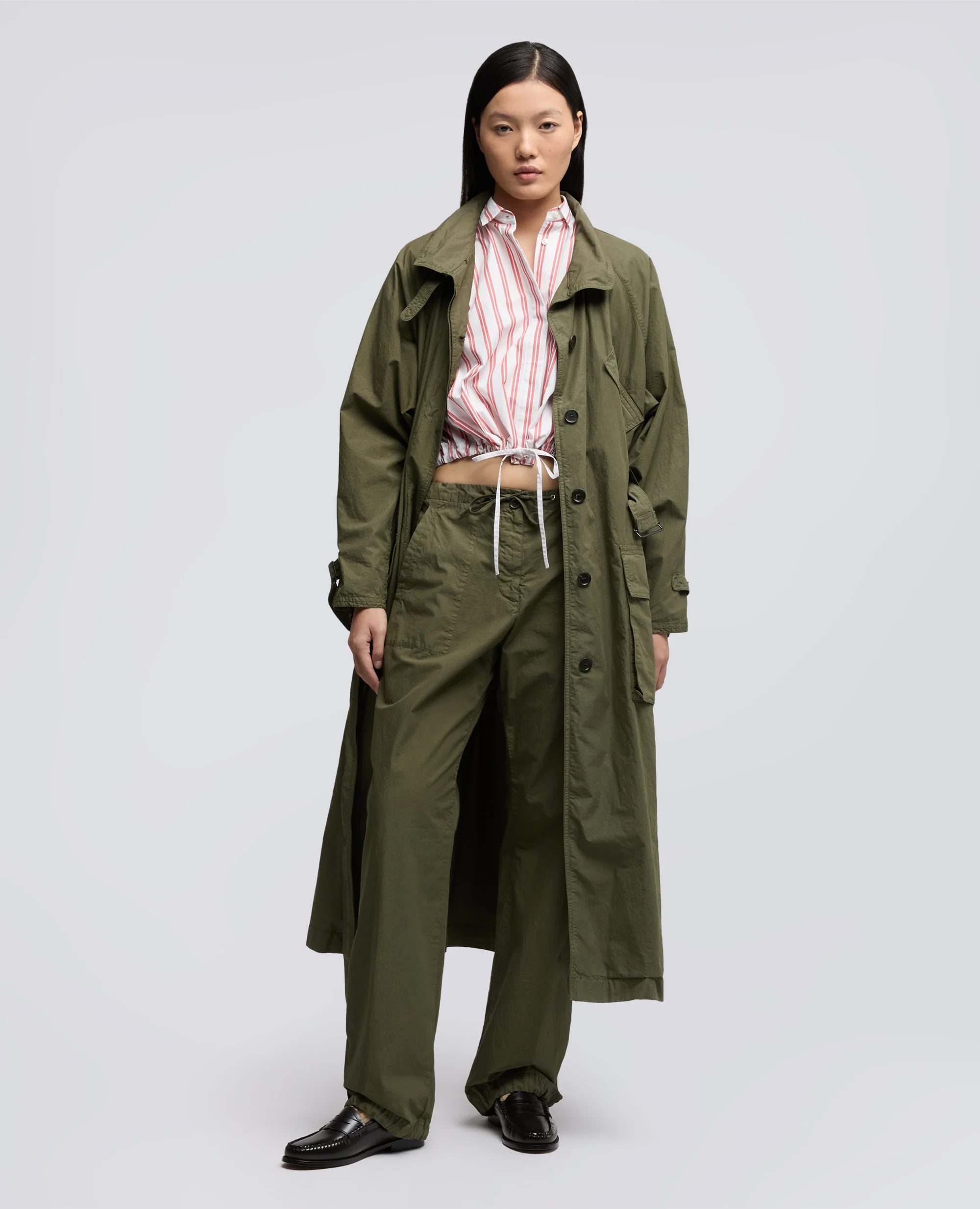 PANTALONE IN POPELINE  DI COTONE CON COULISSE - MILITARE - Image 2