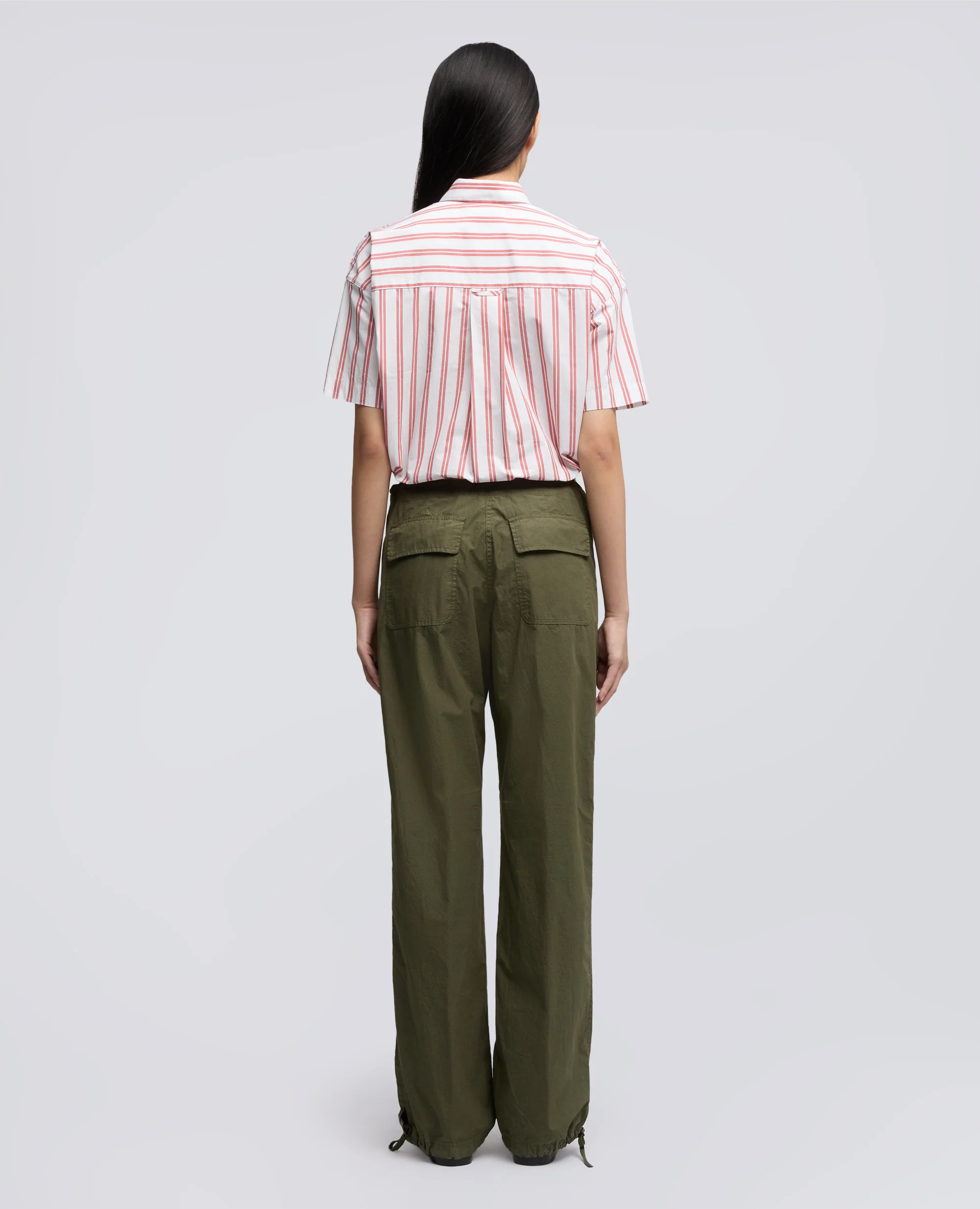 PANTALONE IN POPELINE  DI COTONE CON COULISSE - MILITARE - Image 3