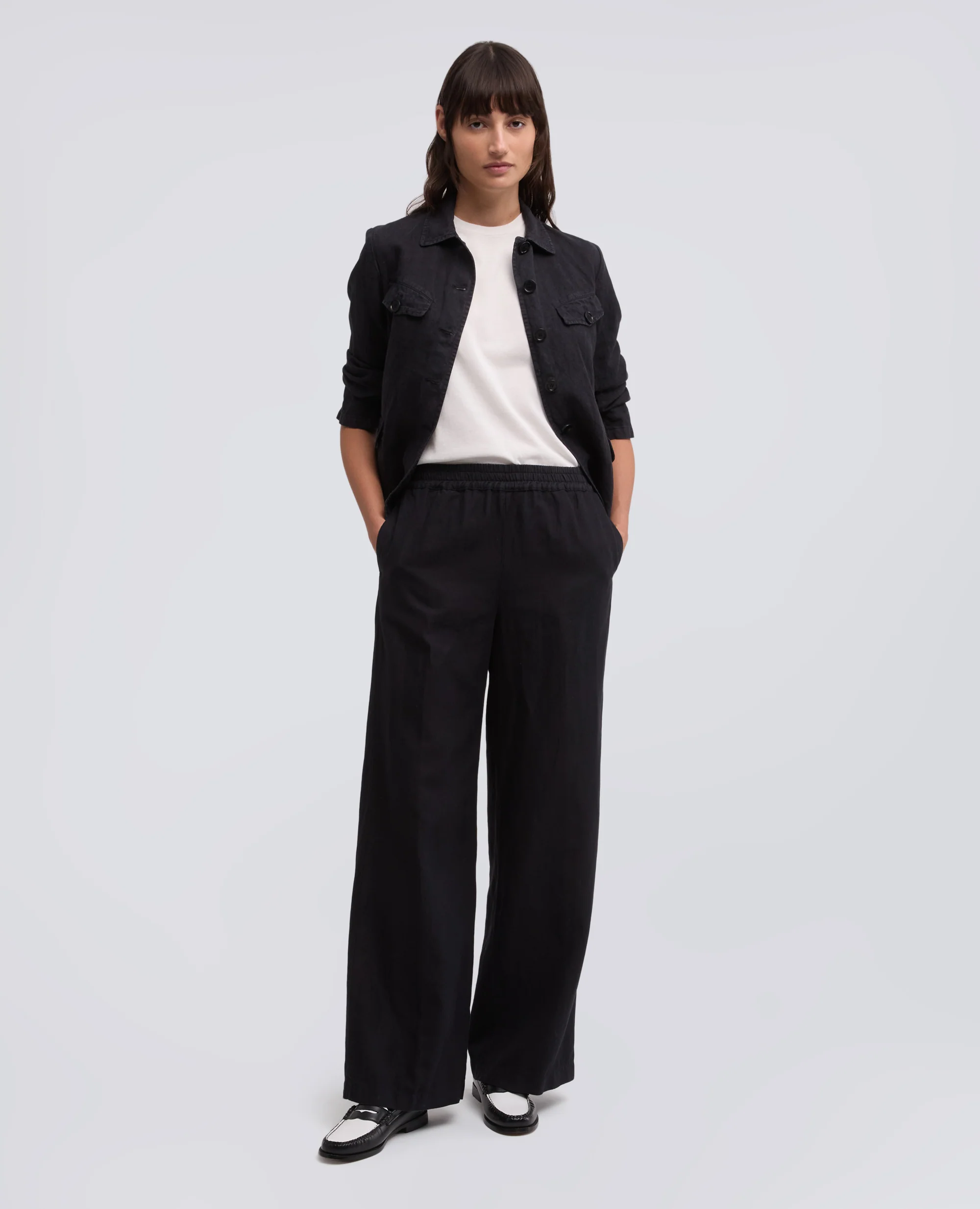 PANTALONE IN GABARDINE IN COTONE E LINO FIAMMATO TINTO CAPO - NAVY - Image 2