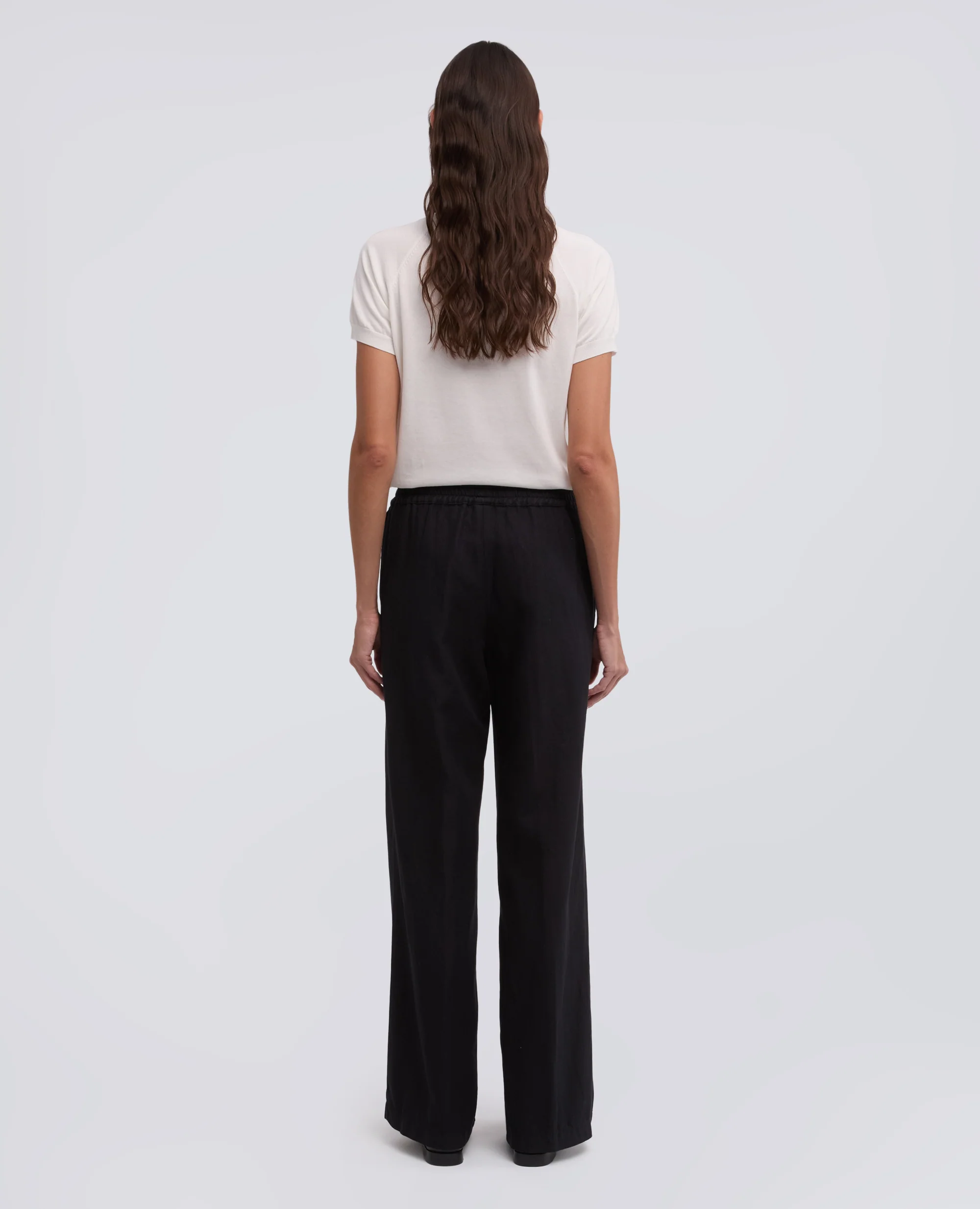 PANTALONE IN GABARDINE IN COTONE E LINO FIAMMATO TINTO CAPO - NAVY - Image 3