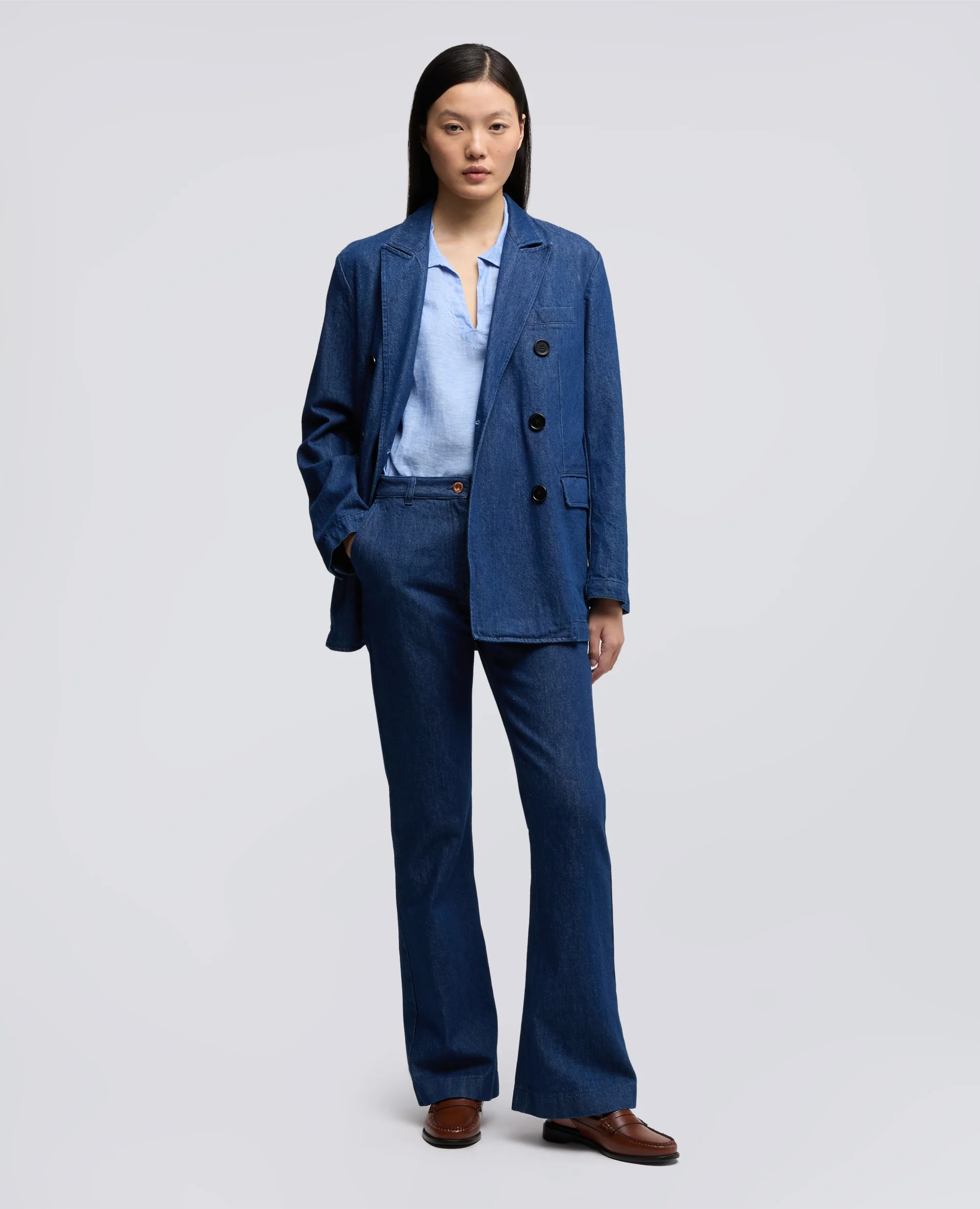 PANTALONE IN DENIM TWILL DI COTONE E LYOCELL - DENIM - Image 2