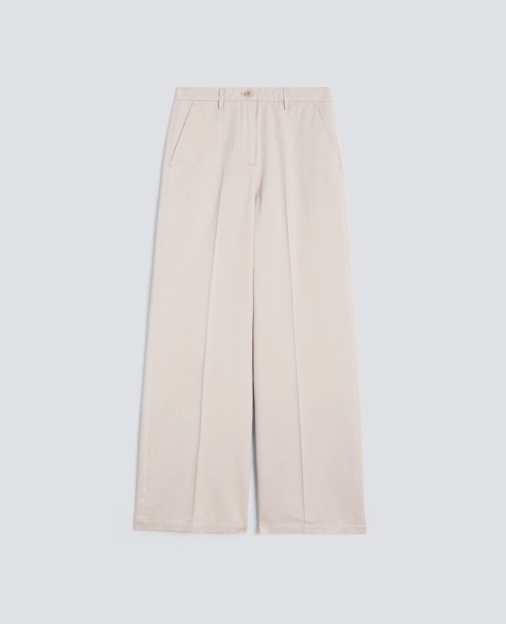 PANTALONE CLASSICO IN EXTRA FINE TWILL DI COTONE TINTO PEZZA - GESSO