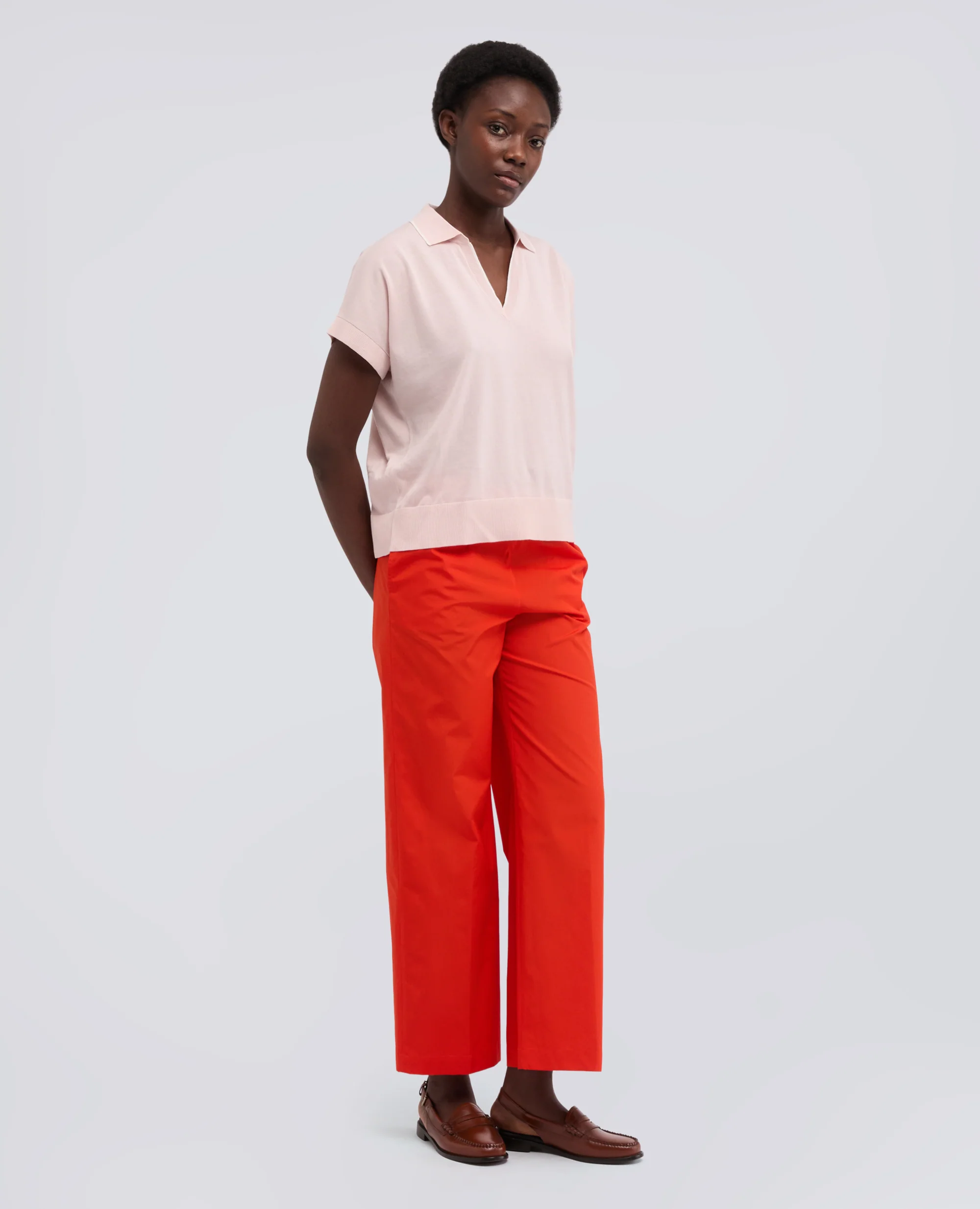 PANTALONE IN POPELINE DI COTONE - GERANIO - Image 2