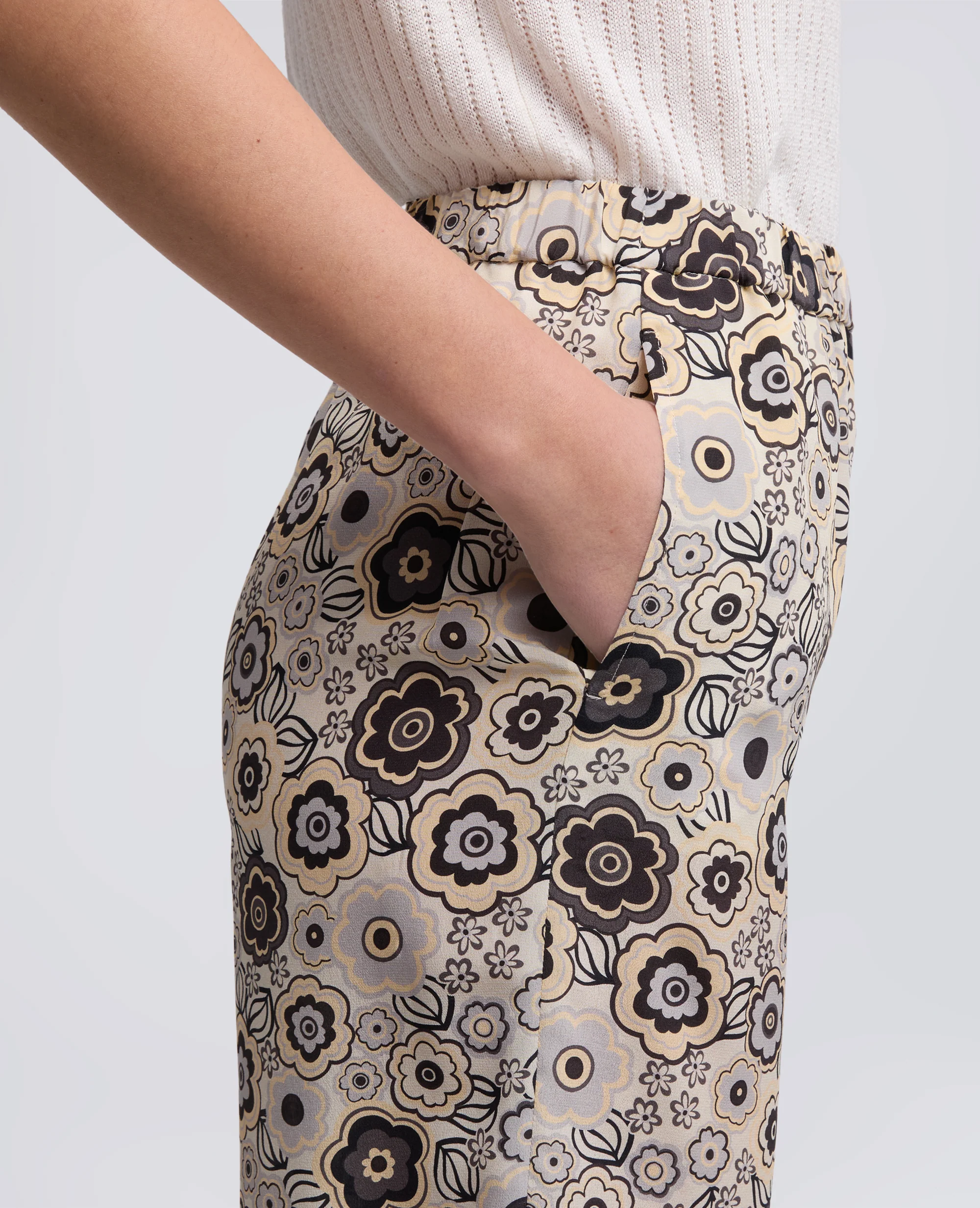 PANTALONE IN CREPE DE CHINE DI SETA - NATURALE - Image 4