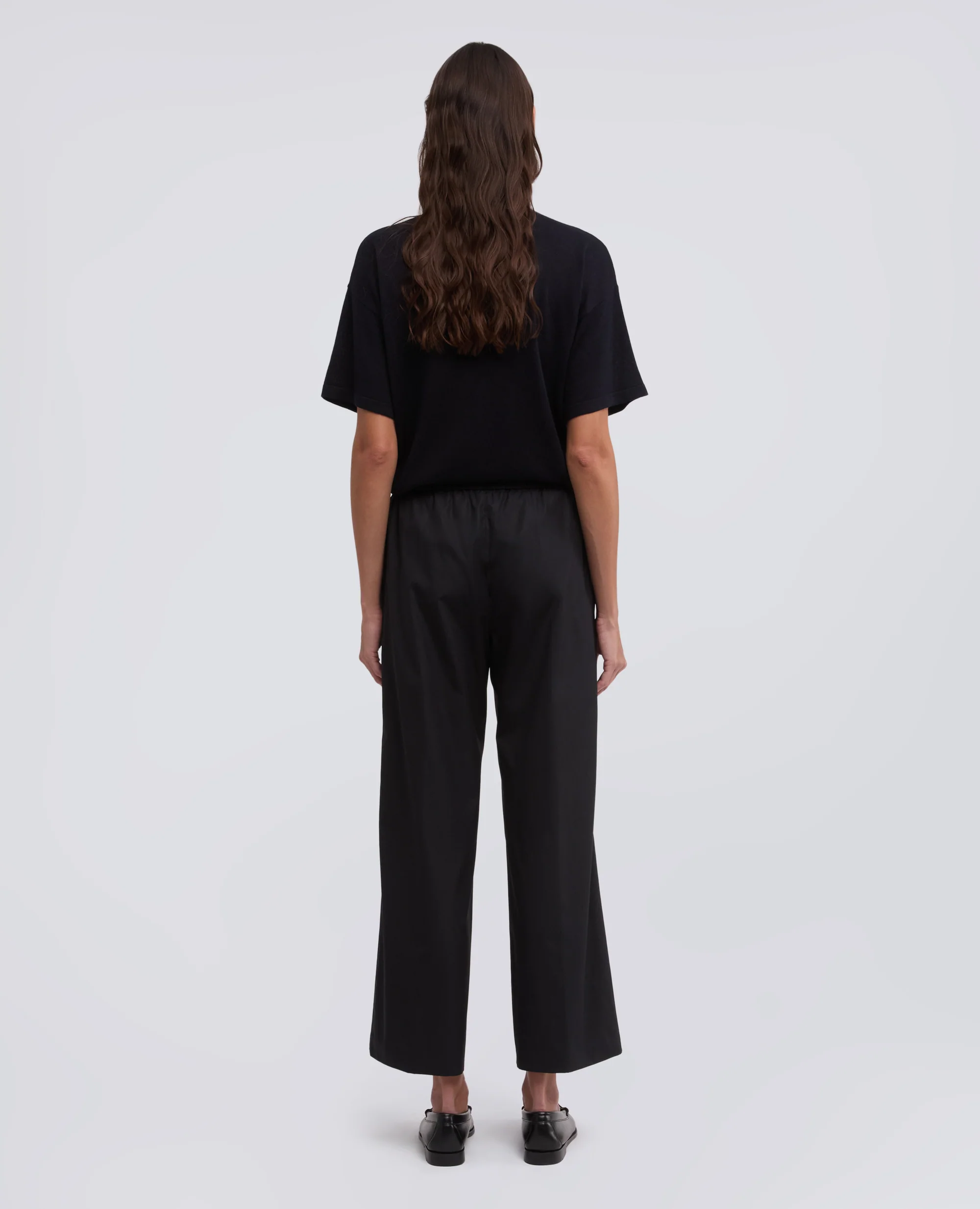 PANTALONE IN POPELINE DI COTONE - NERO - Image 3