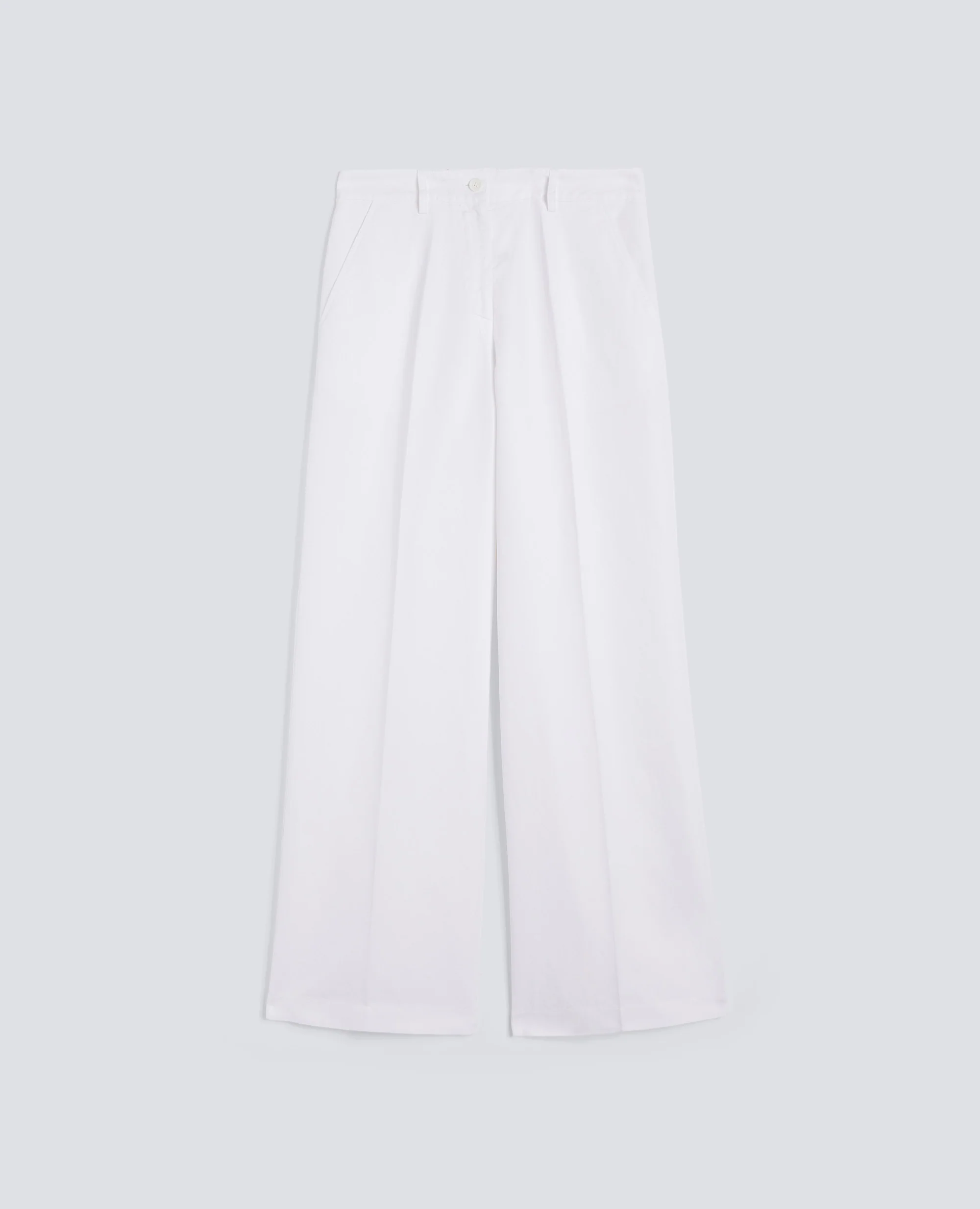 PANTALONE IN GABARDINA COTONE E LINO TINTO CAPO - BIANCO