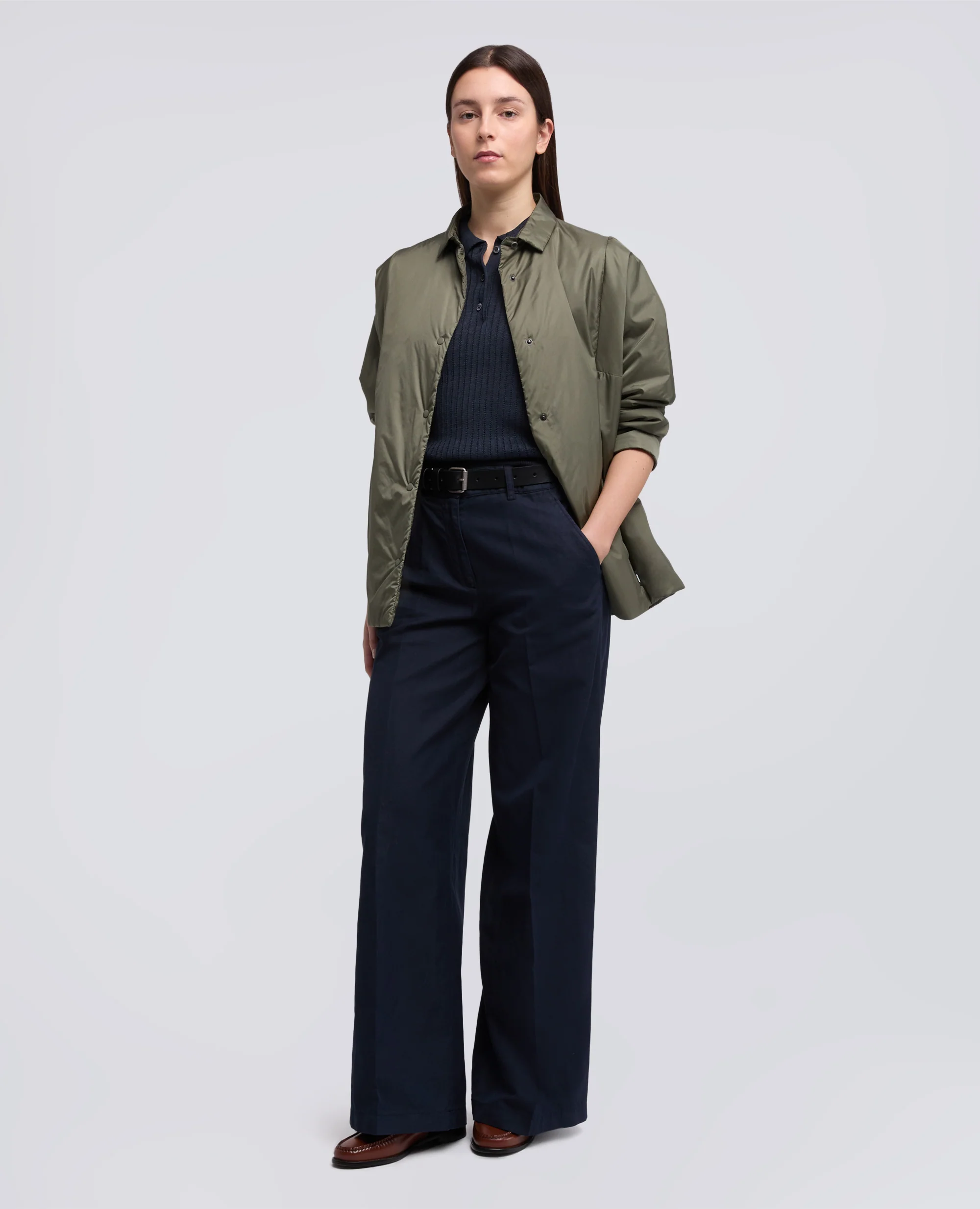 PANTALONE IN GABARDINA COTONE E LINO TINTO CAPO - NAVY - Image 2