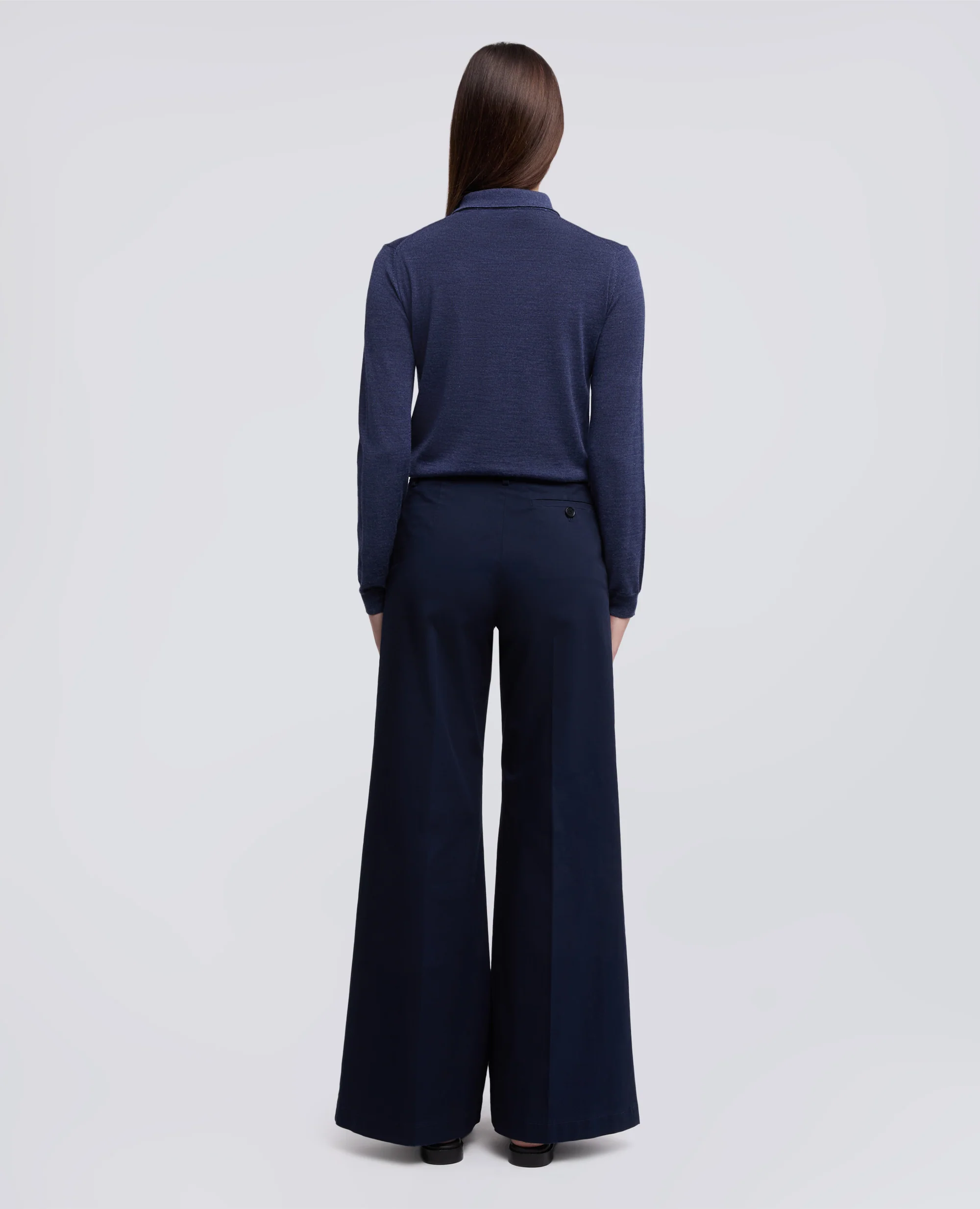 PANTALONE IN TWILL DI COTONE STRETCH - NAVY - Image 3