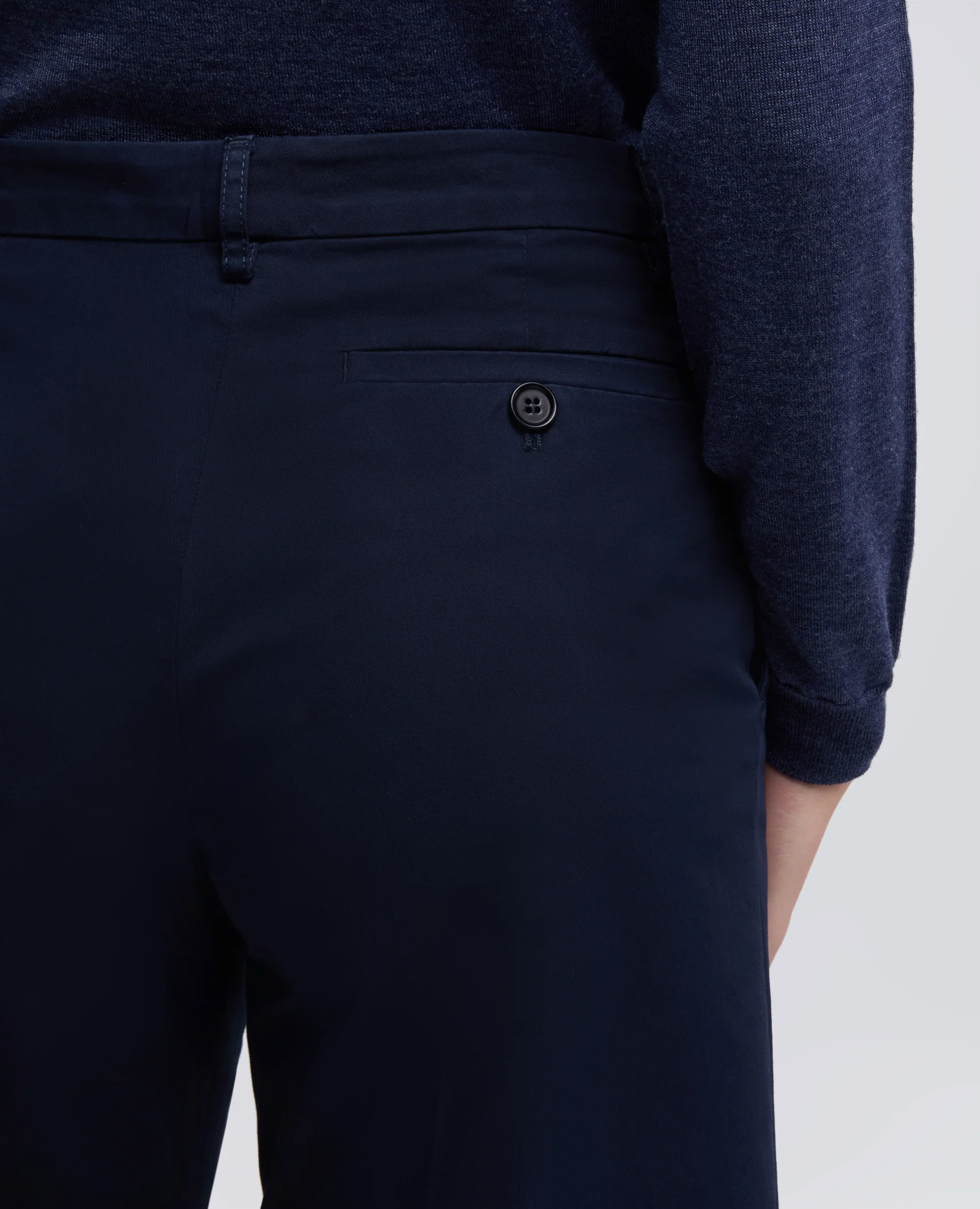 PANTALONE IN TWILL DI COTONE STRETCH - NAVY - Image 4