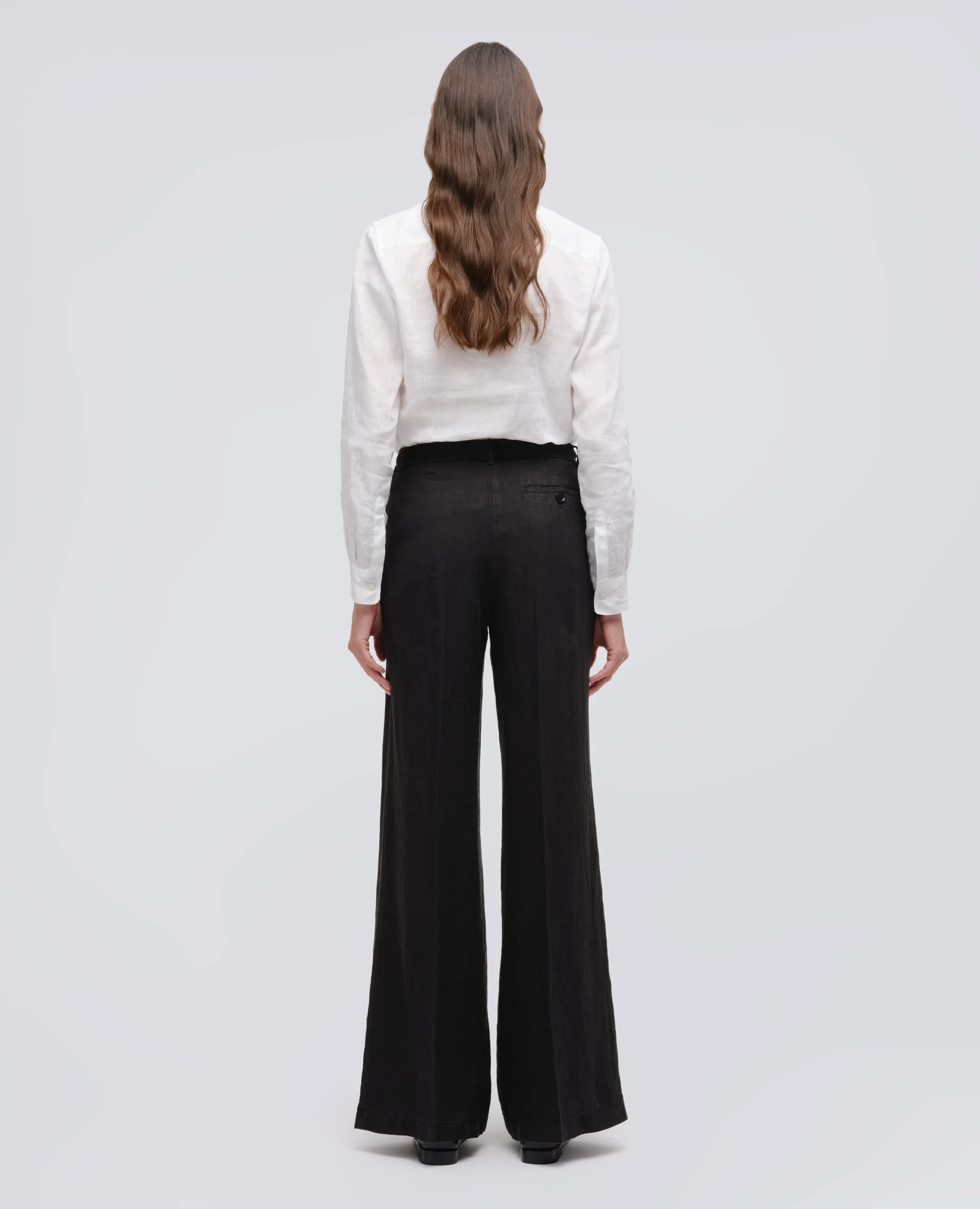 PANTALONE IN TELA DI LINO - NERO - Image 3