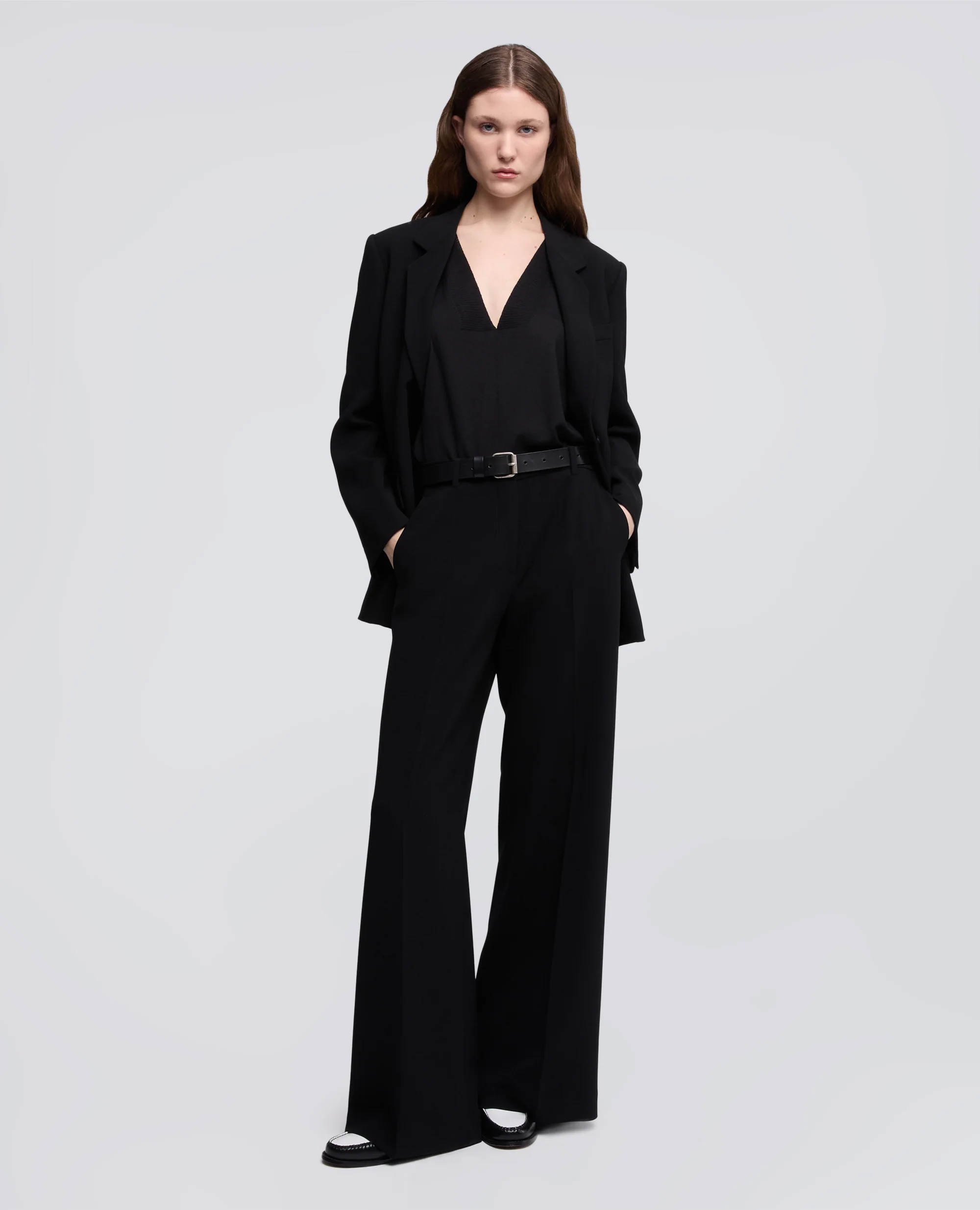 PANTALONE IN CADY CREPE IN TRIACETATO E POLIESTERE - NERO - Image 2