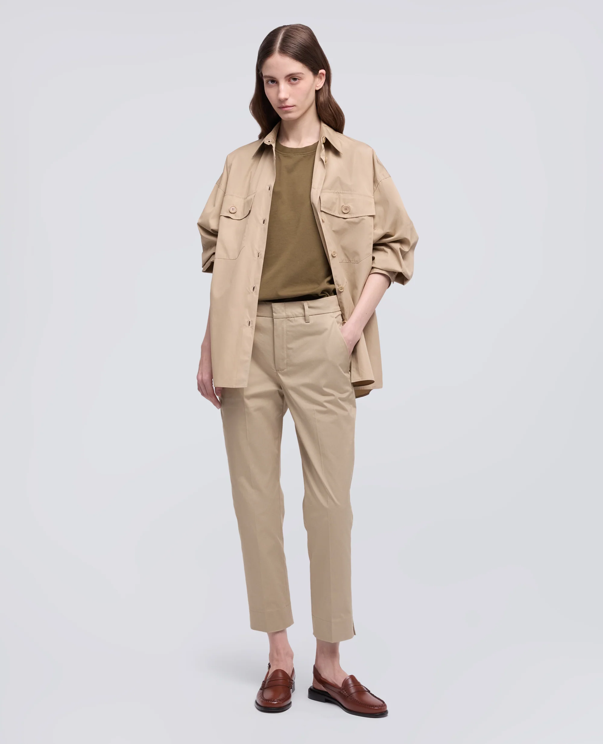 PANTALONE CAPRI IN TWILL DI COTONE STRETCH - COLONIALE - Image 2